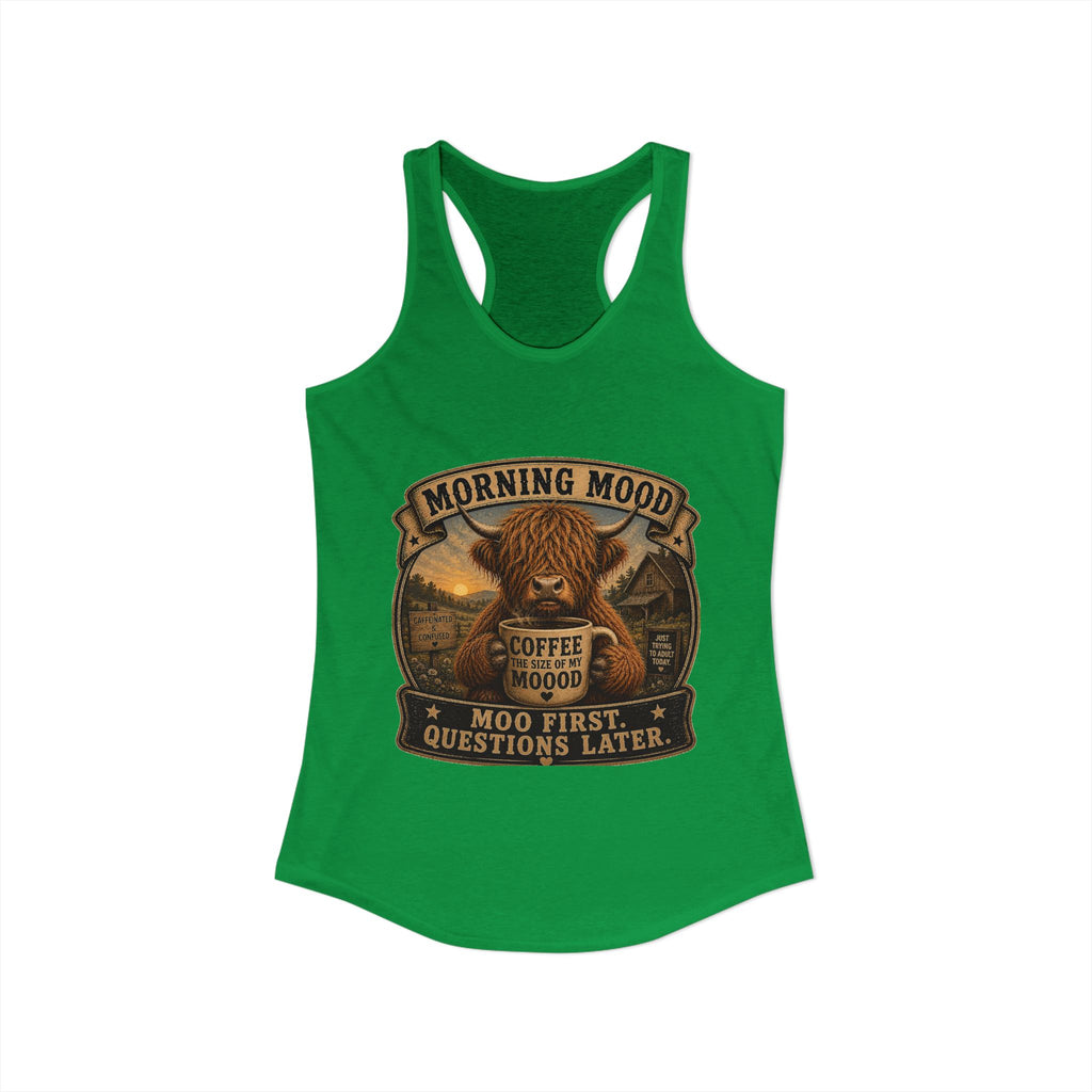 Morning Mood Highland Cow Women's Ideal Racerback Tank
