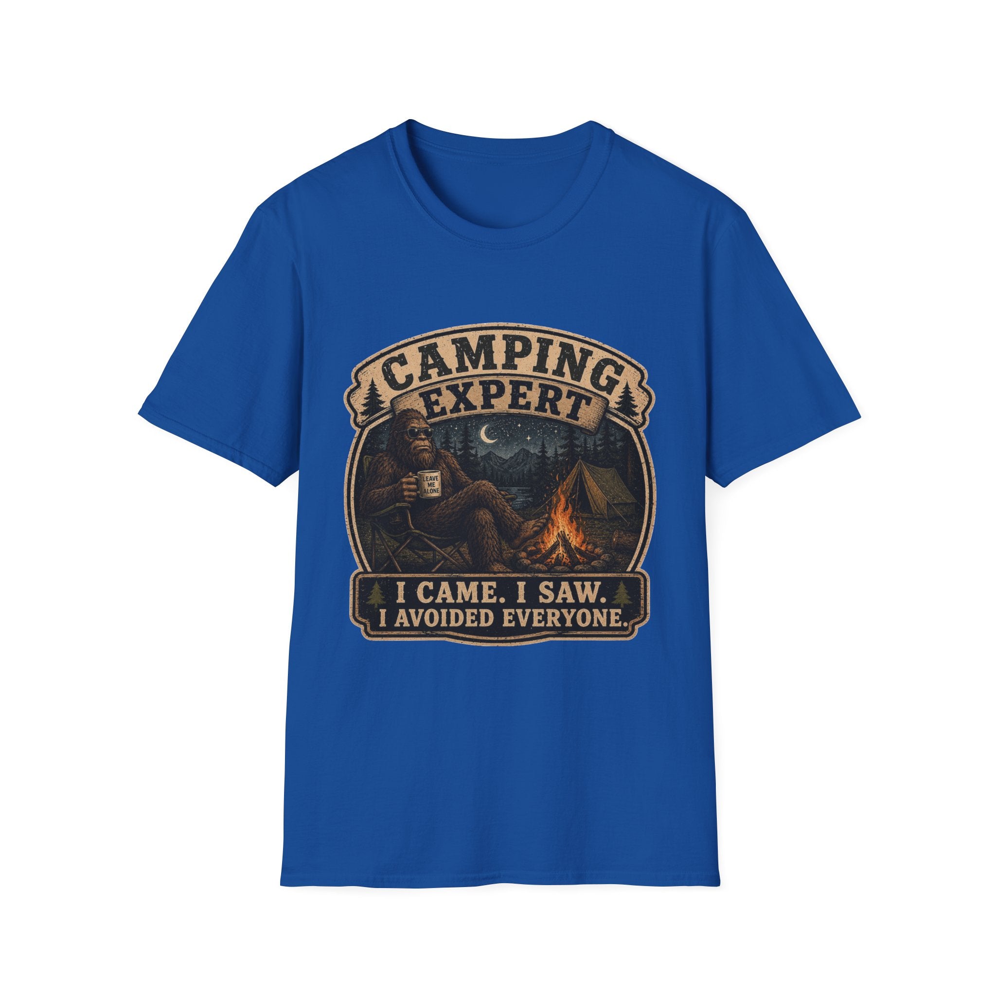 Camping Expert T-Shirt — “I Came. I Saw. I Avoided Everyone.” Outdoorsy Campfire Tee