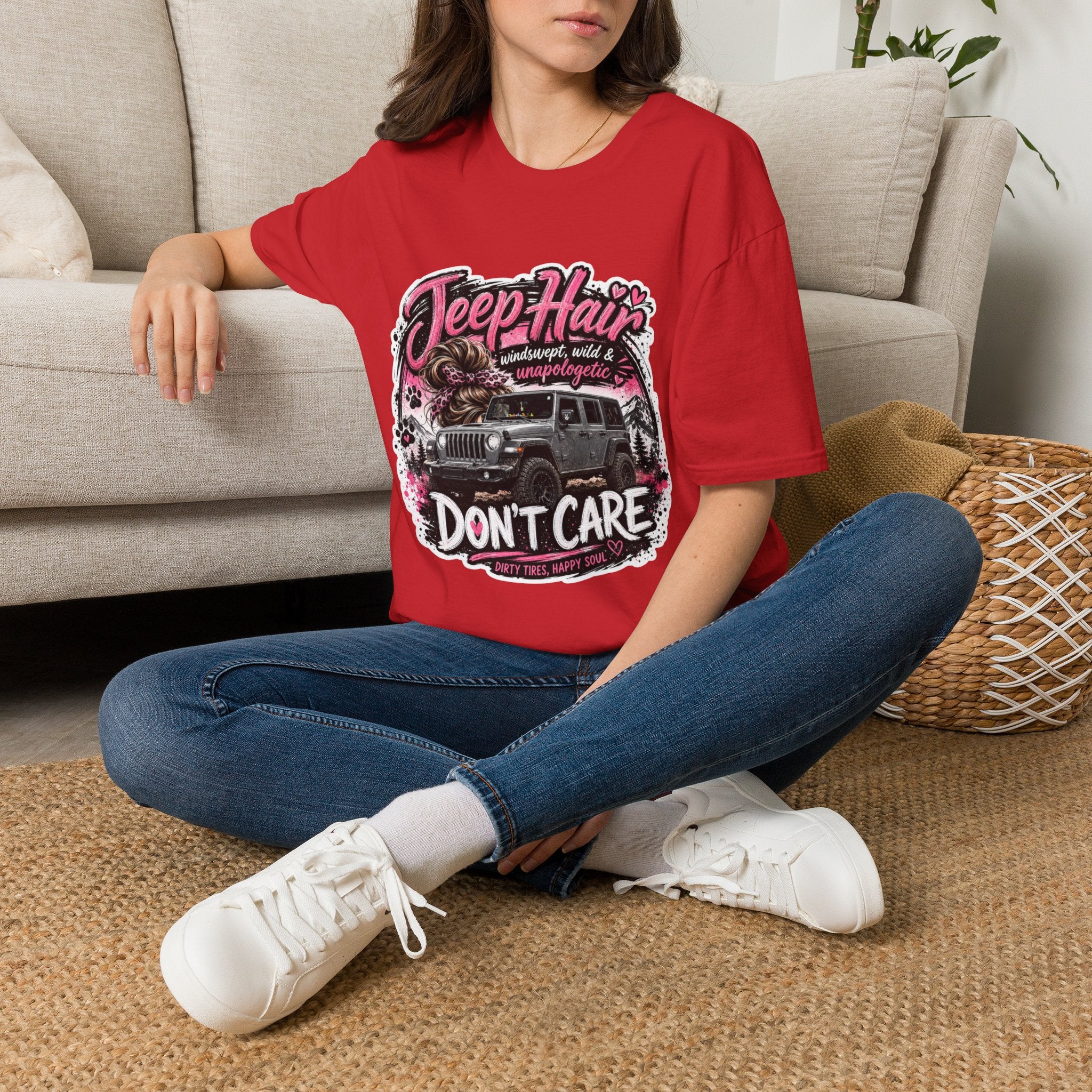 Jeep Hair Don't Care (Pink) Unisex Softstyle T-Shirt
