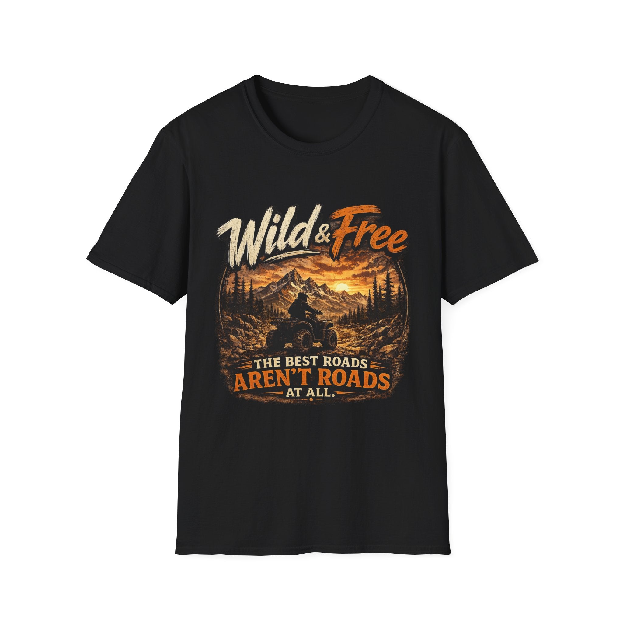 Wild & Free Mountain T-Shirt — 'The Best Roads Aren't Roads At All' Adventure Tee