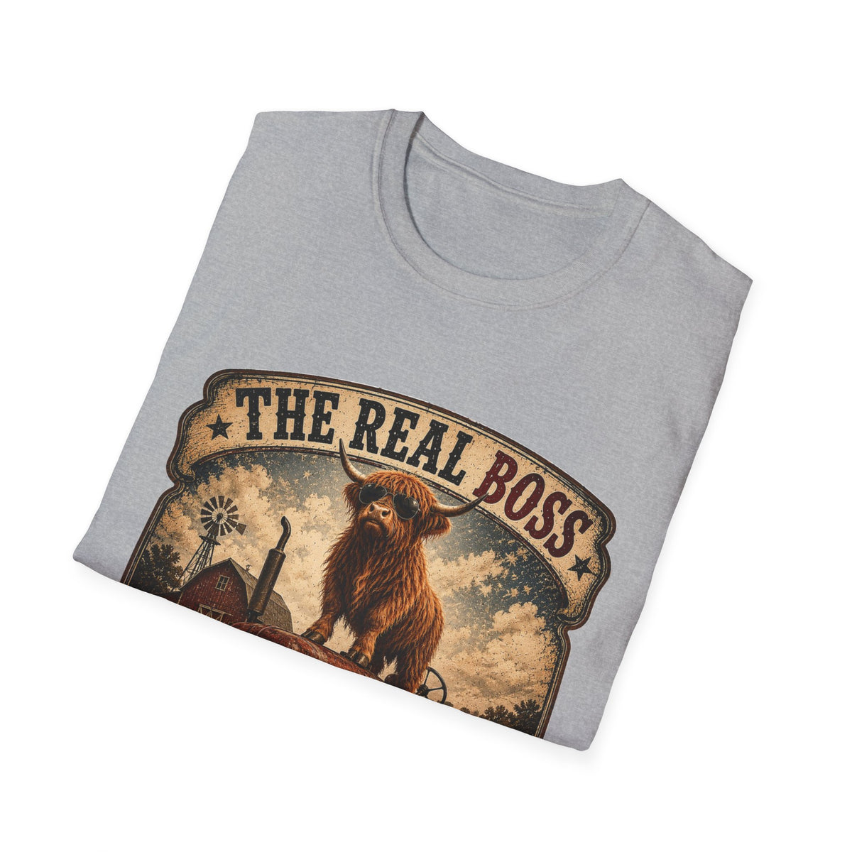 The Real Boss Highland Cow Unisex Softstyle T-Shirt