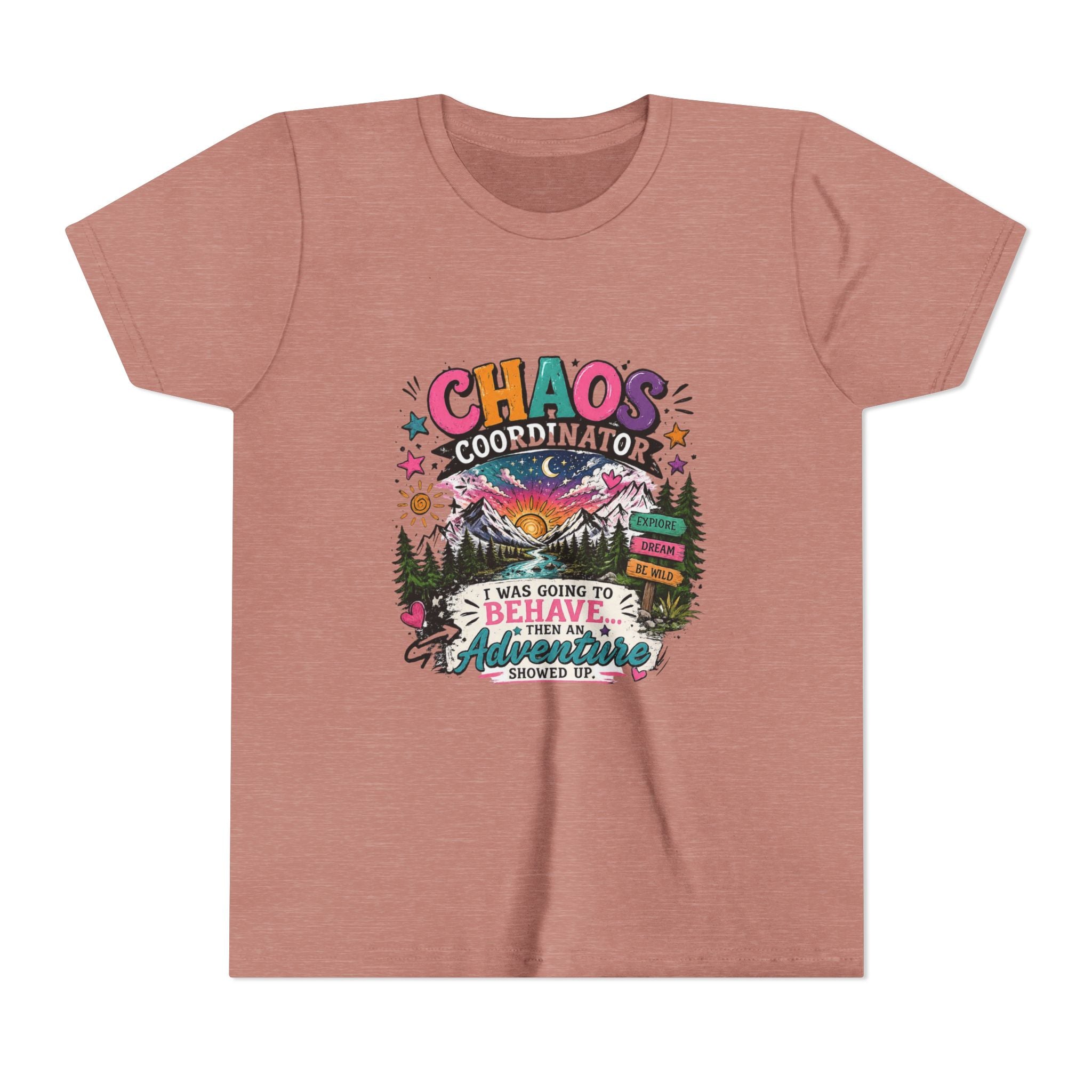 Chaos Coordinator Kids T-Shirt – I Was Going To Behave But Then Adventure Showed Up Graphic Tee