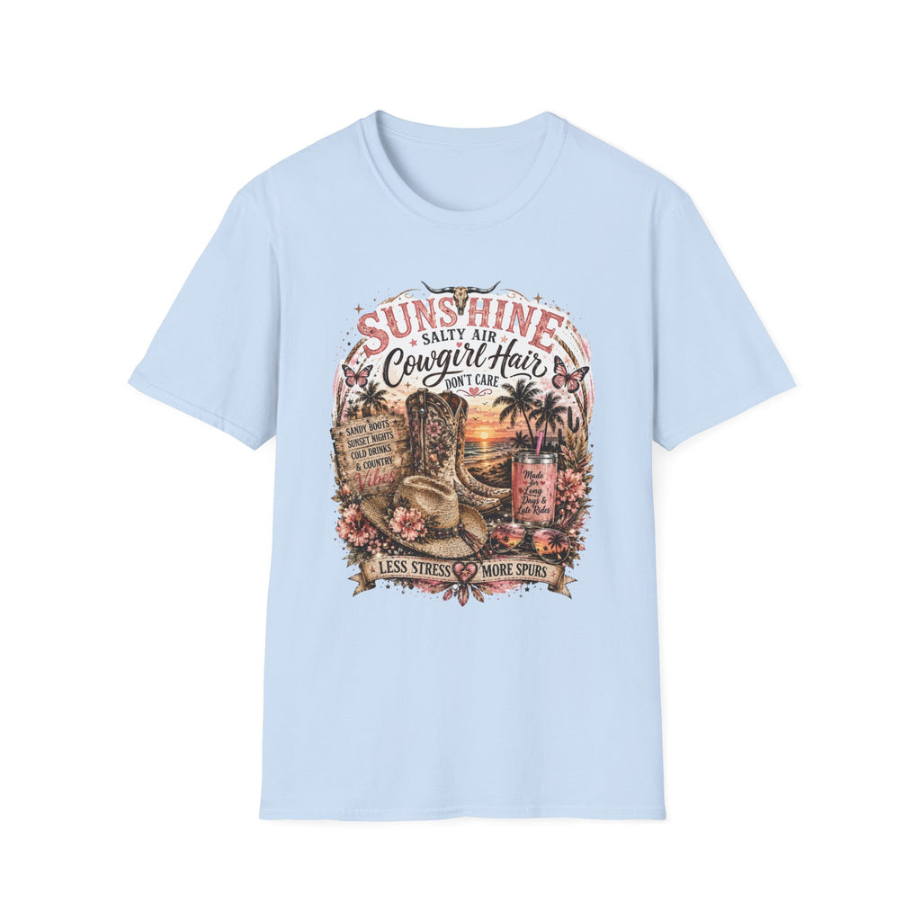Cowgirl Hair T-Shirt — Sunshine, Salty Air Sunset Graphic Tee