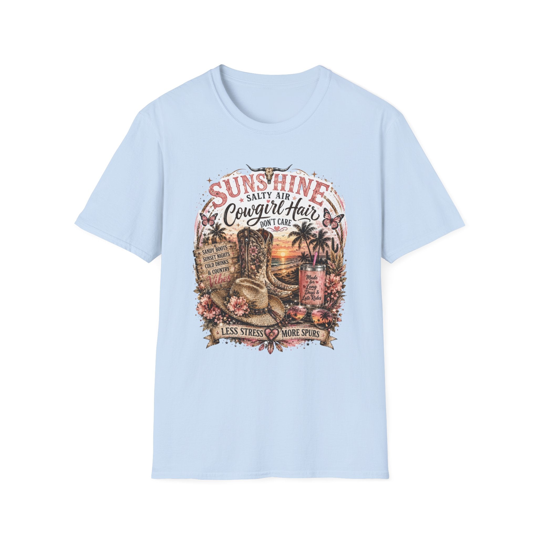 Cowgirl Hair T-Shirt — Sunshine, Salty Air Sunset Graphic Tee