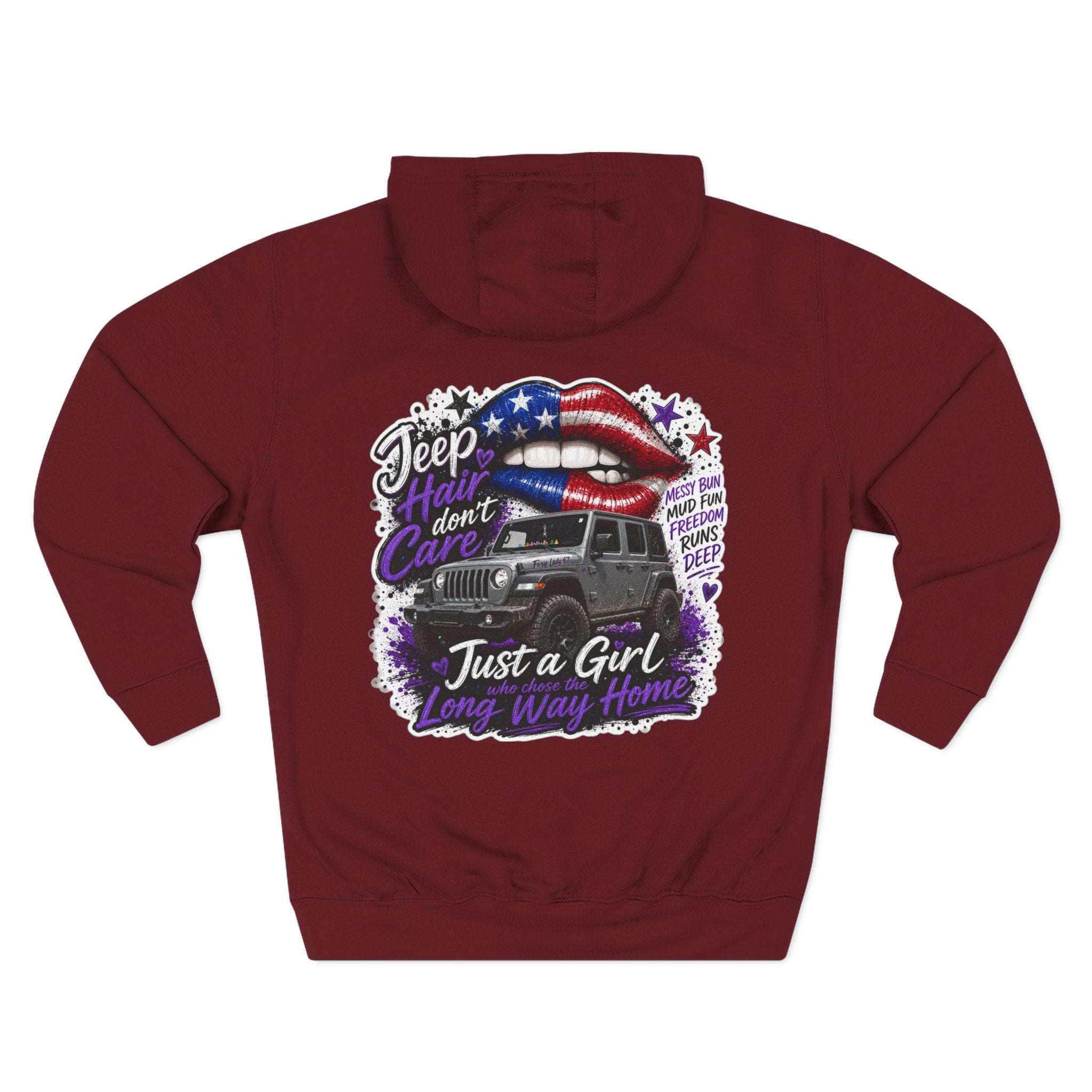 Patriotic 'Jeep Ain't Just a Girl Thing' – Graphic Fleece Pullover Jeep Driver Hoodie