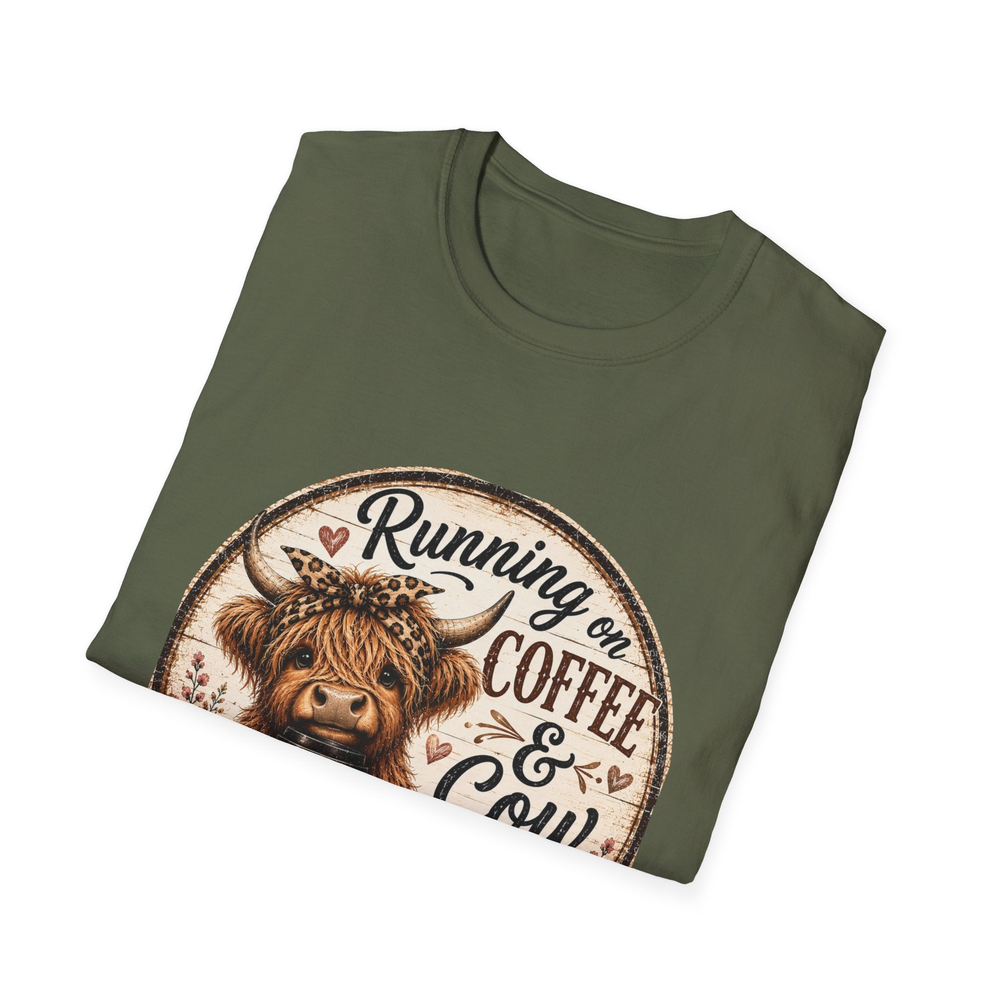 Running on Coffee & Cow Kisses - Unisex Softstyle T-Shirt