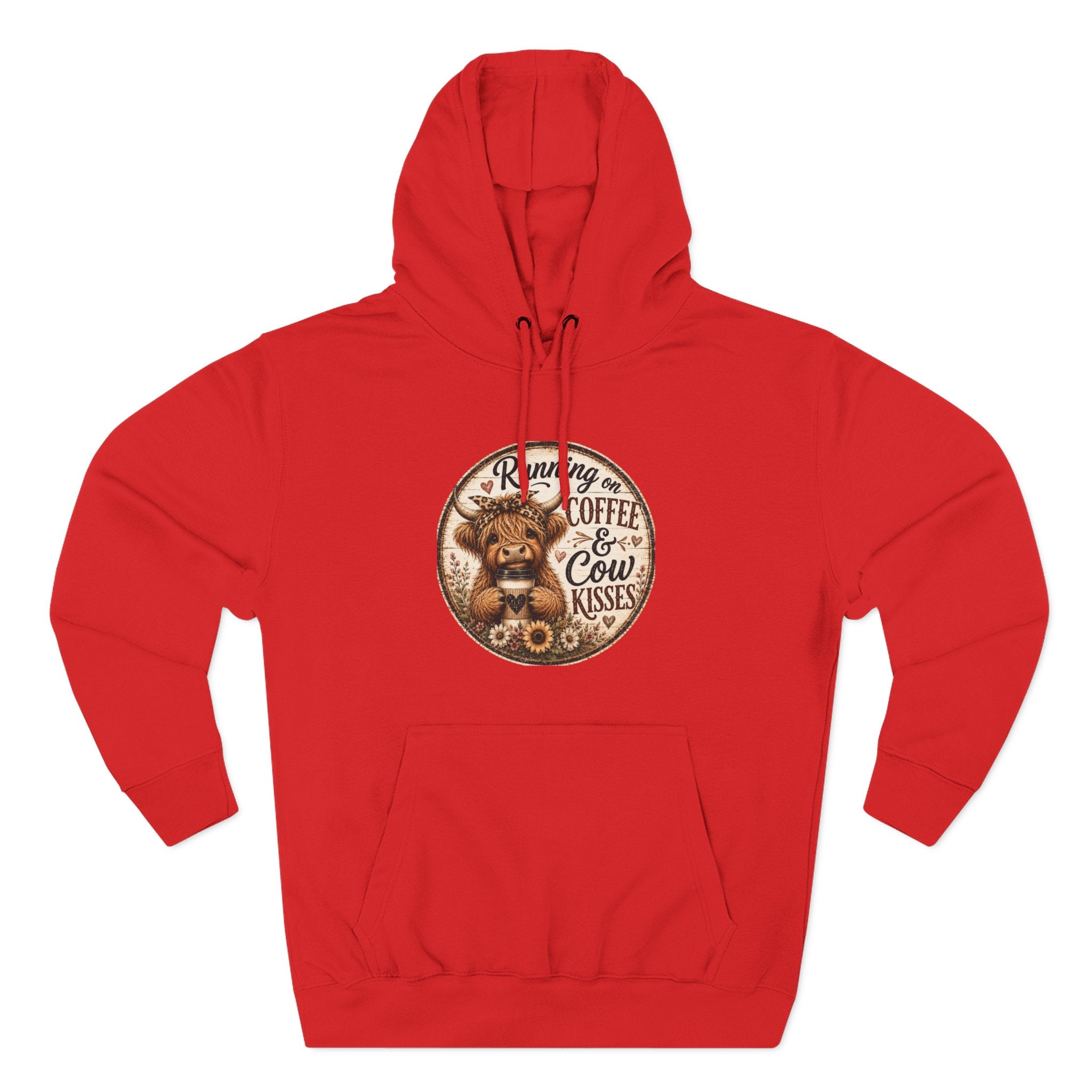 Running on Coffee & Cow Kisses Three-Panel Fleece Hoodie