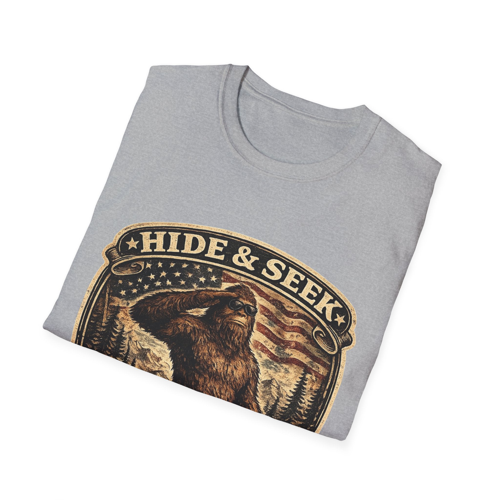 Sasquatch 'Hide & Seek' Graphic T-Shirt — Vintage Bigfoot Tee