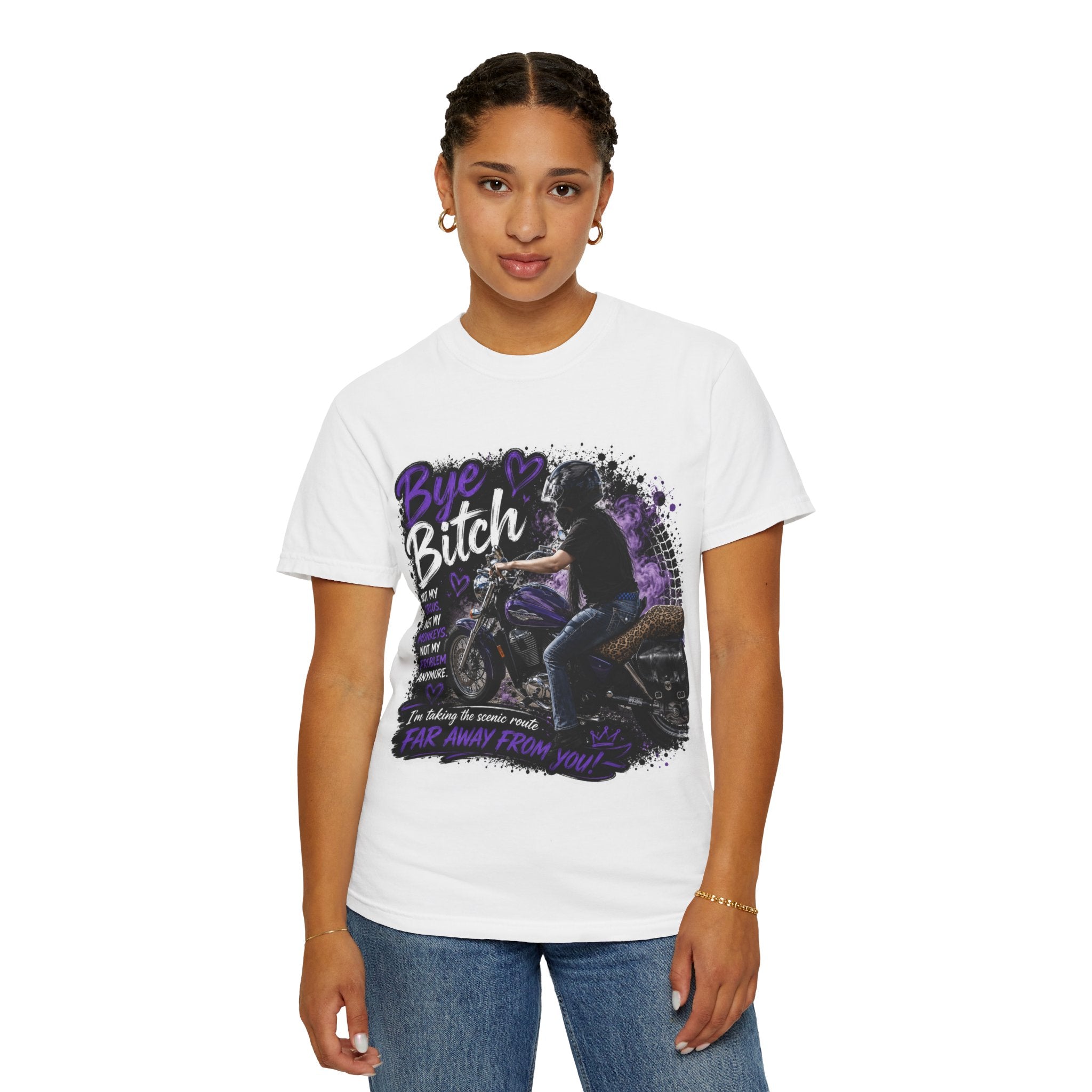 Bye Bitch Motorcycle T-Shirt — Biker Rider Tee with 'Far Away From You' Graphic