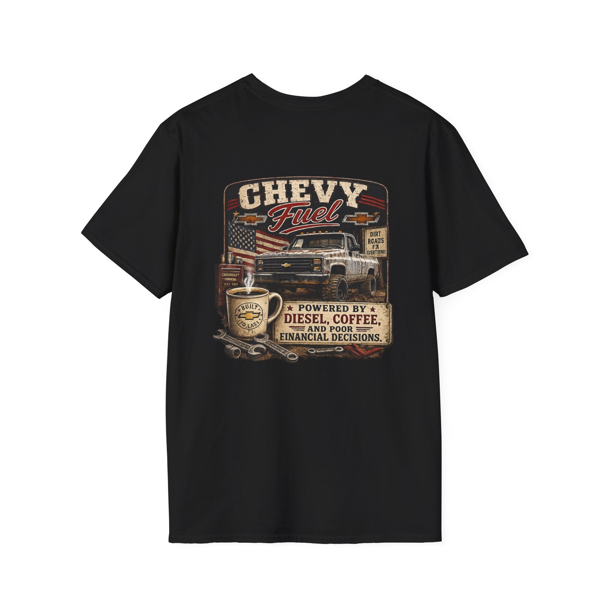 Chevy Fuel - Chevrolet K30 Vintage Badge T-Shirt — Classic Truck Emblem Pocket Tee