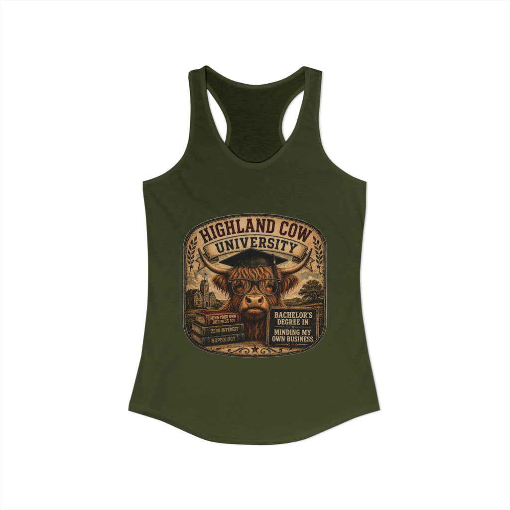 Highland Cow University Women's Ideal Racerback Tank