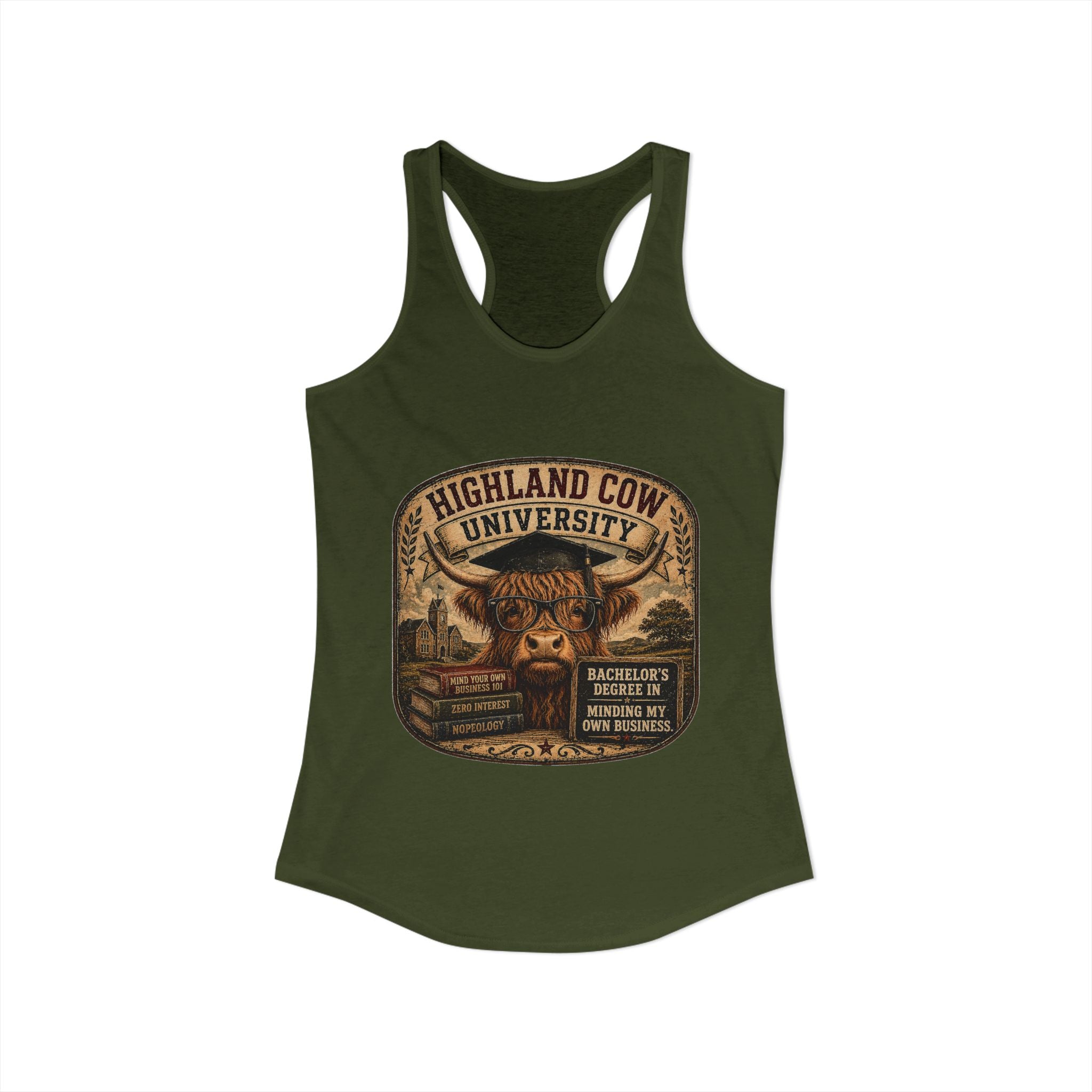 Highland Cow University Women's Ideal Racerback Tank