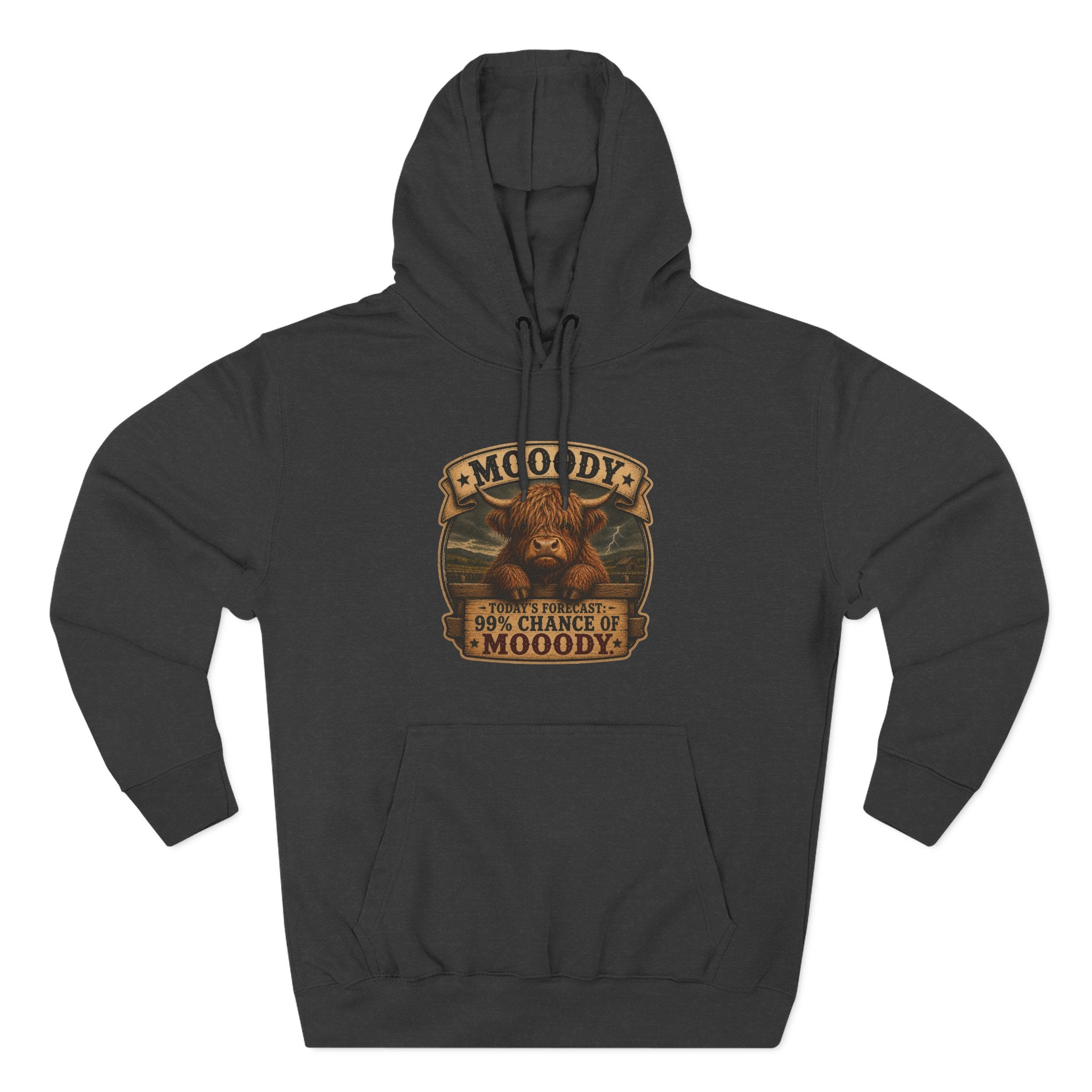 Moody Today's Forecast Highland Cow Three-Panel Fleece Hoodie