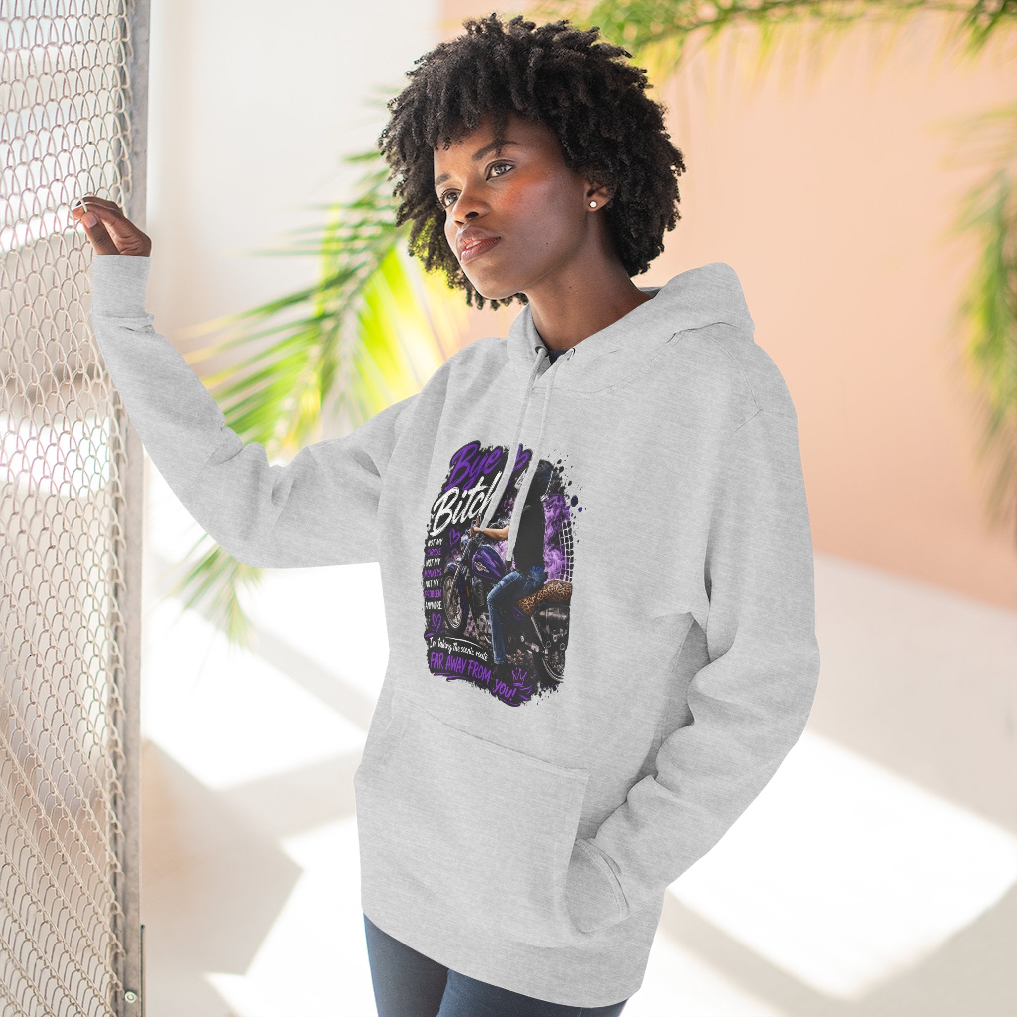 "Bitch" Retro Motorcycle Pullover — Biker Babe Graphic Hoodie