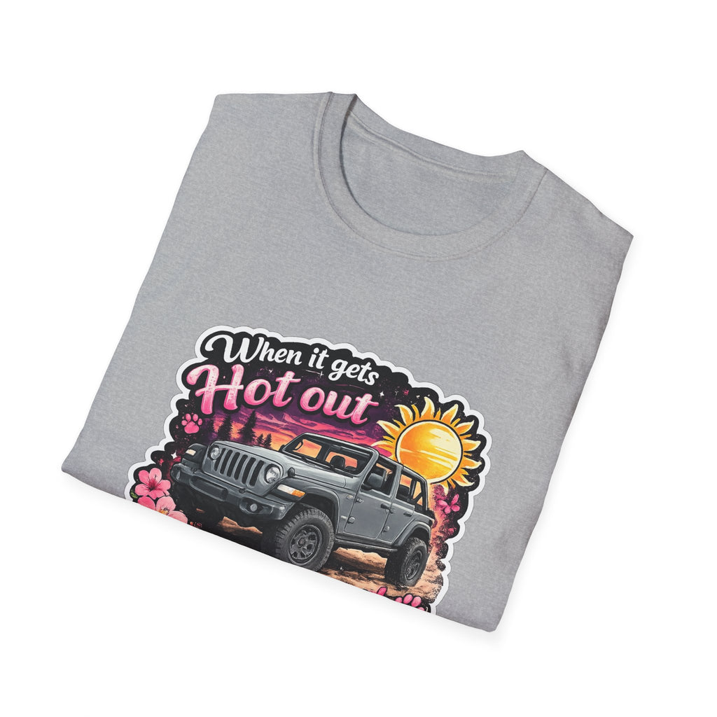 When It Gets Hot Out Jeep (Pink) Unisex Softstyle T-Shirt