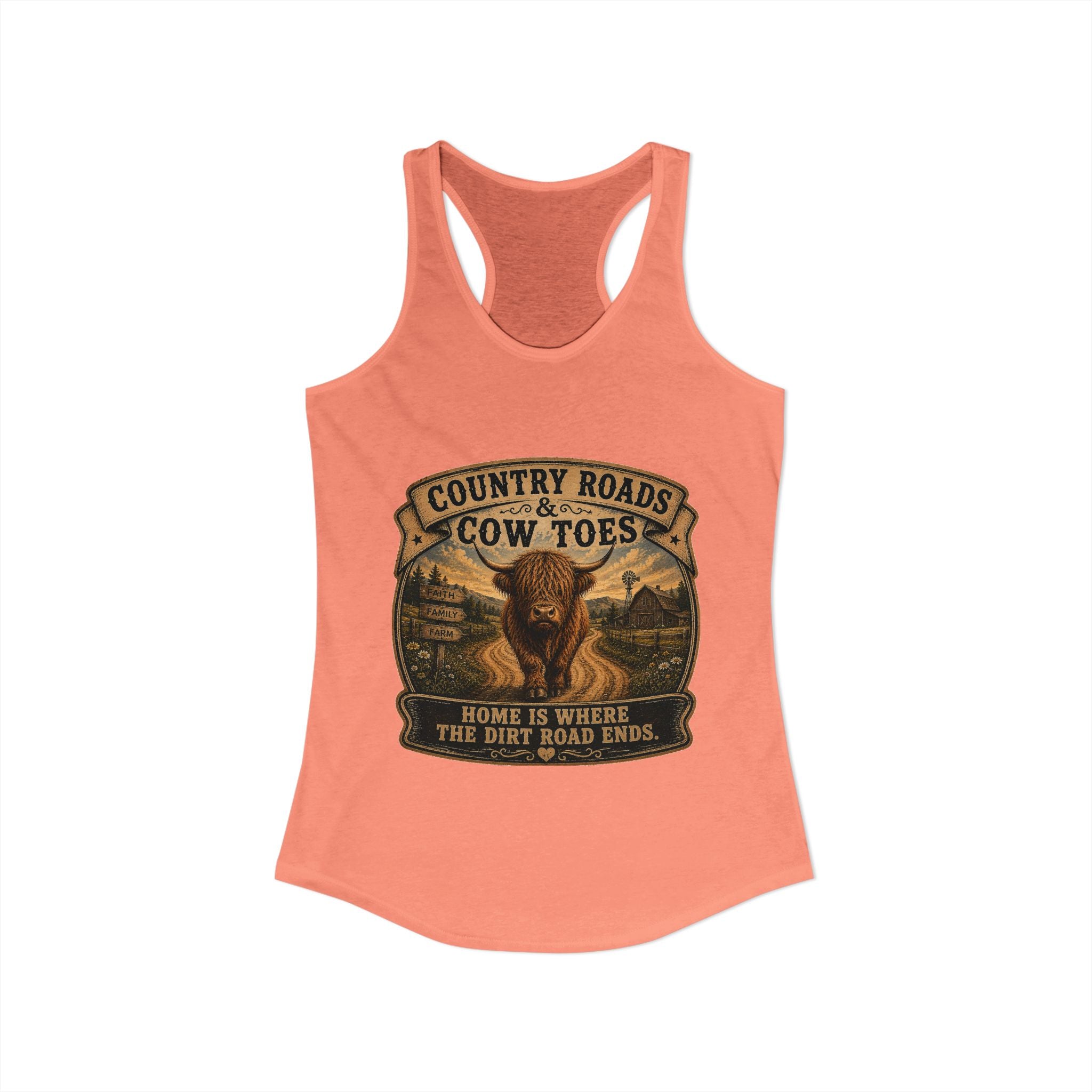 Country Roads & Cow Toes Women's Ideal Racerback Tank