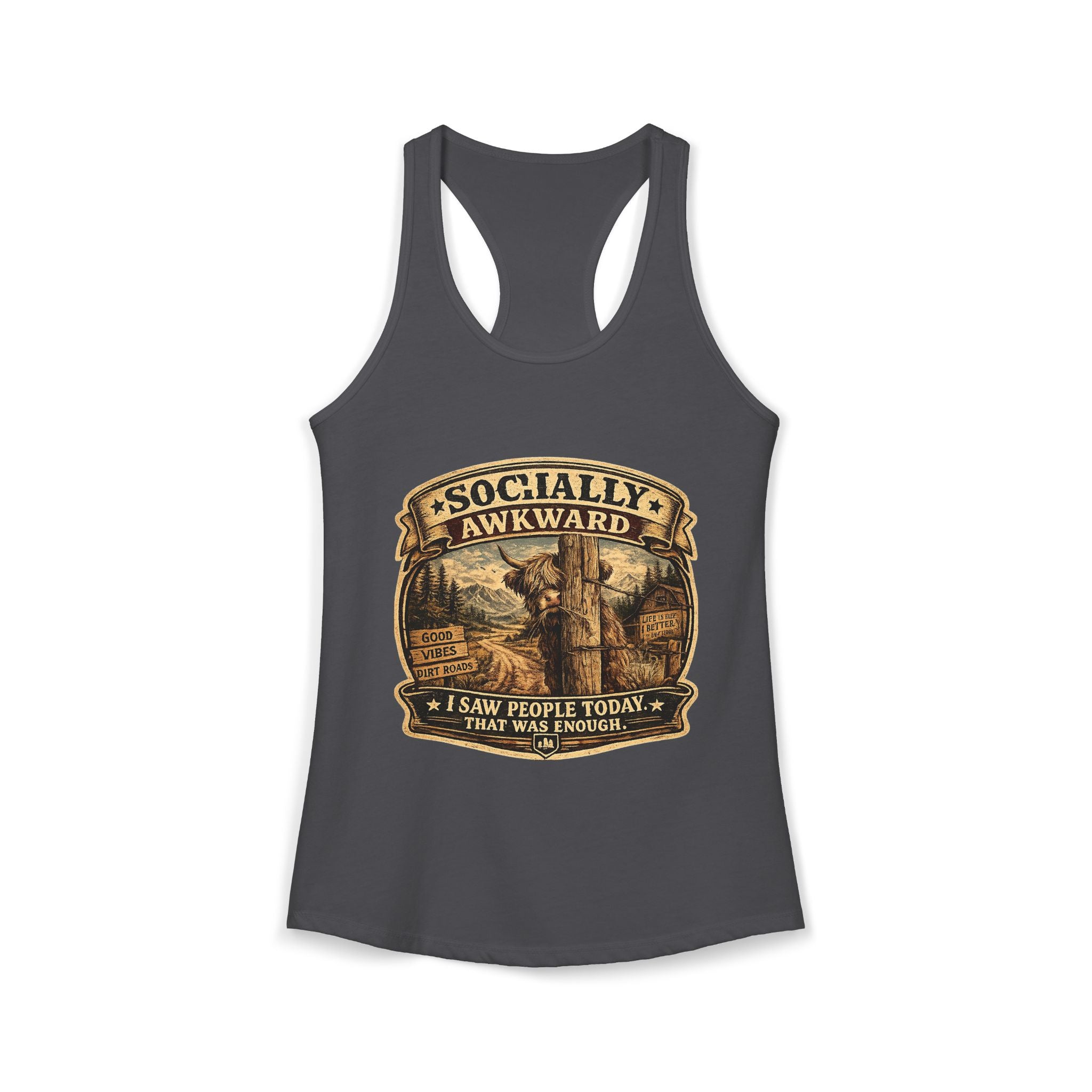 Socially Awkward Highland Cow Women's Ideal Racerback Tank