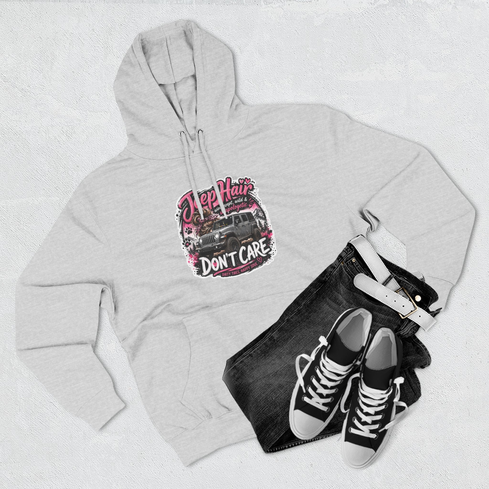 Jeep Hair Don't Care Three-Panel Fleece Hoodie
