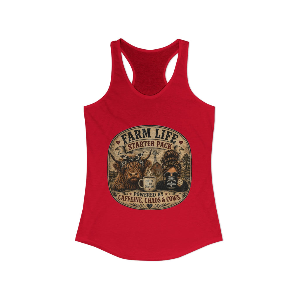 Farm Life Highland Cow Women's Ideal Racerback Tank