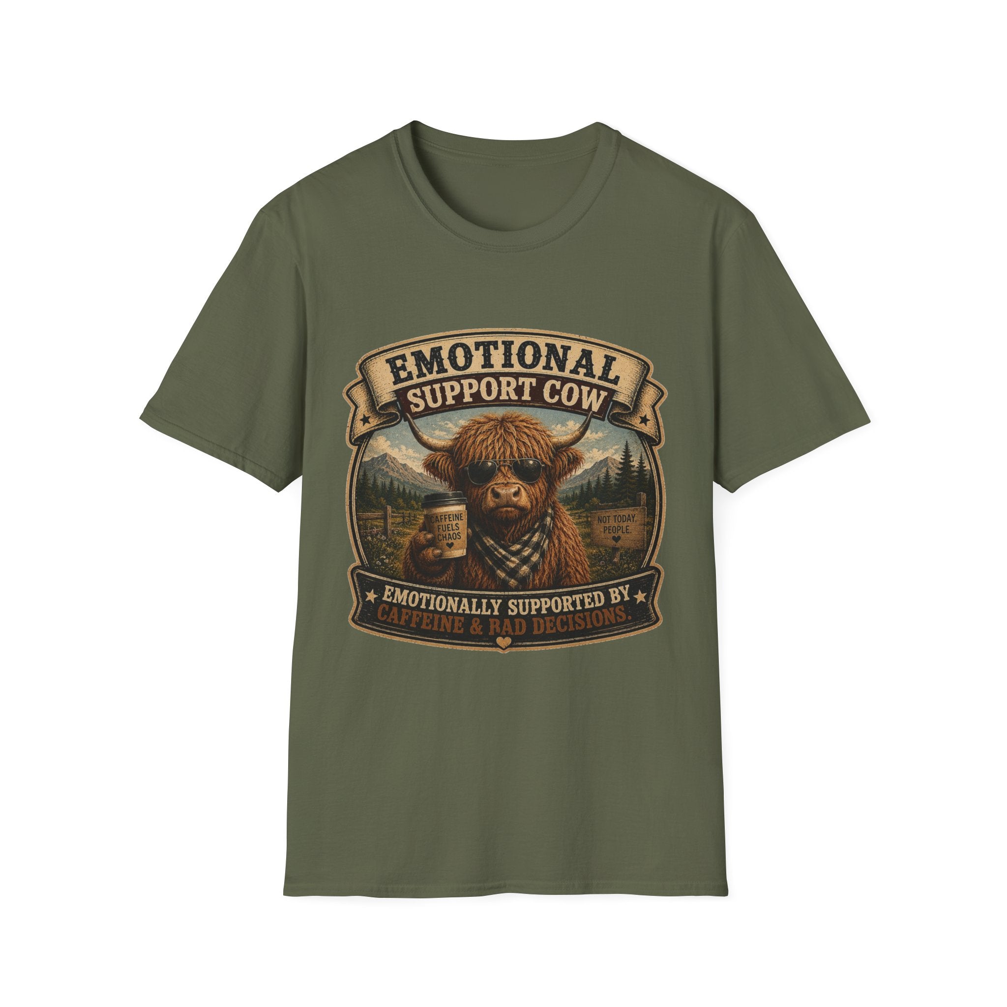 Socially Awkward Highland Cow - Unisex Softstyle T-Shirt