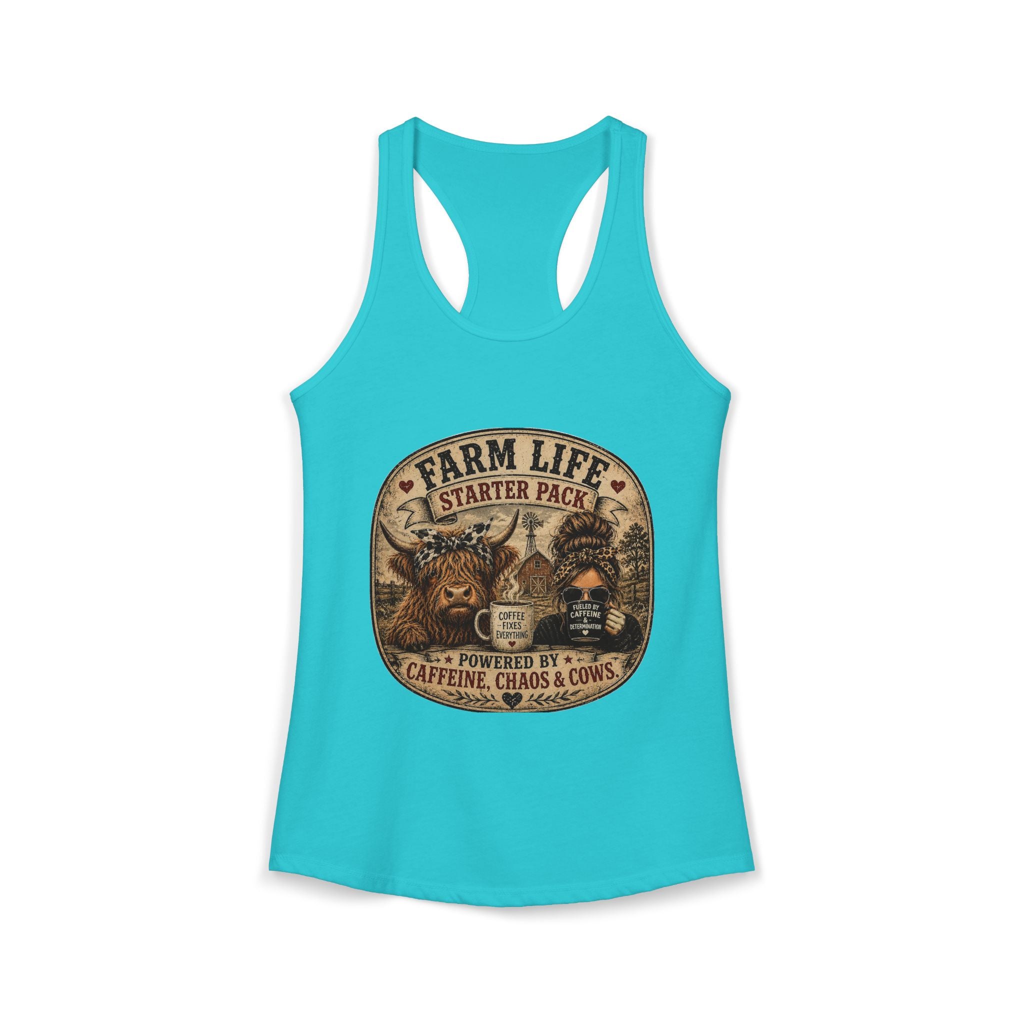 Farm Life Highland Cow Women's Ideal Racerback Tank
