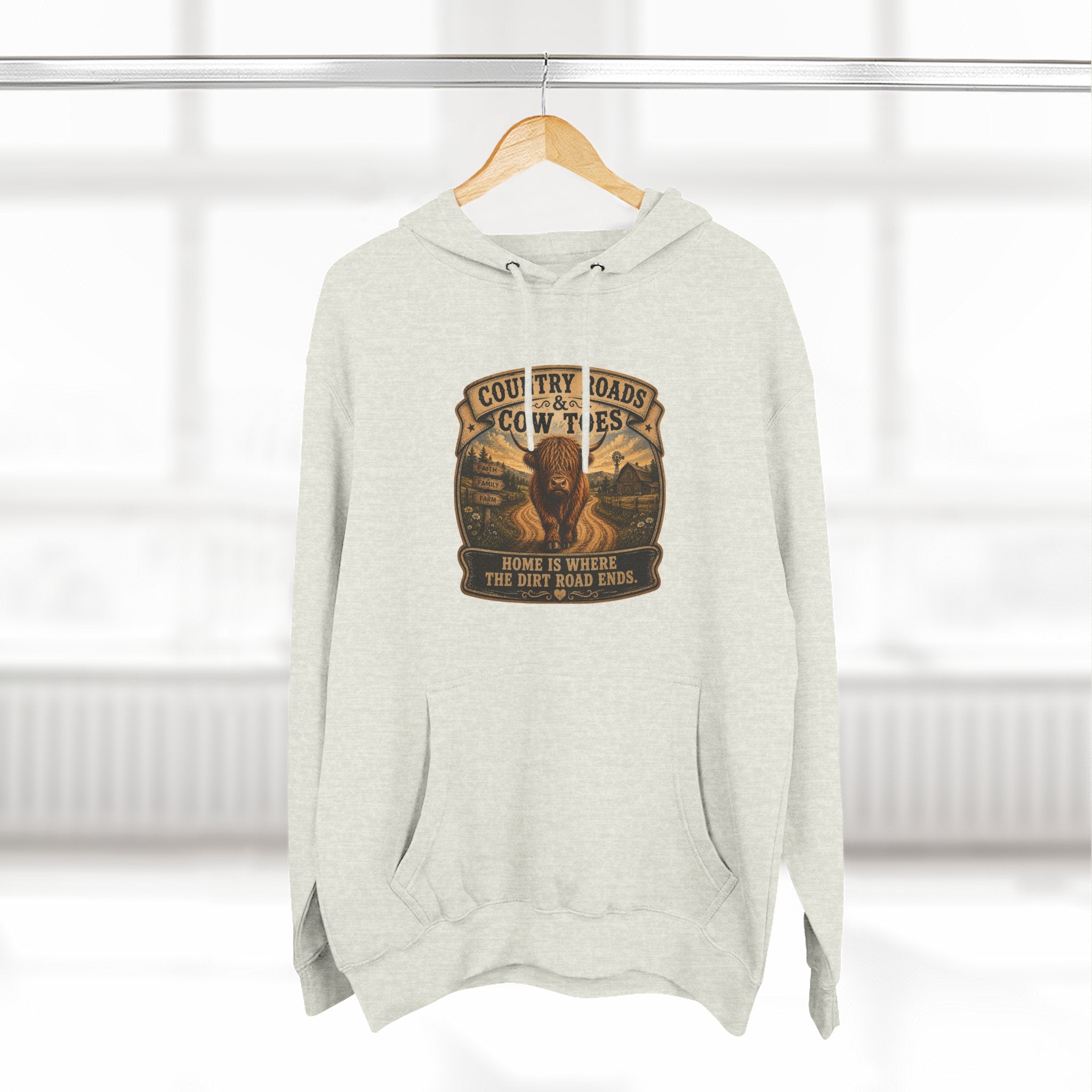 Country Roads Cow Toes three-Panel Fleece Hoodie