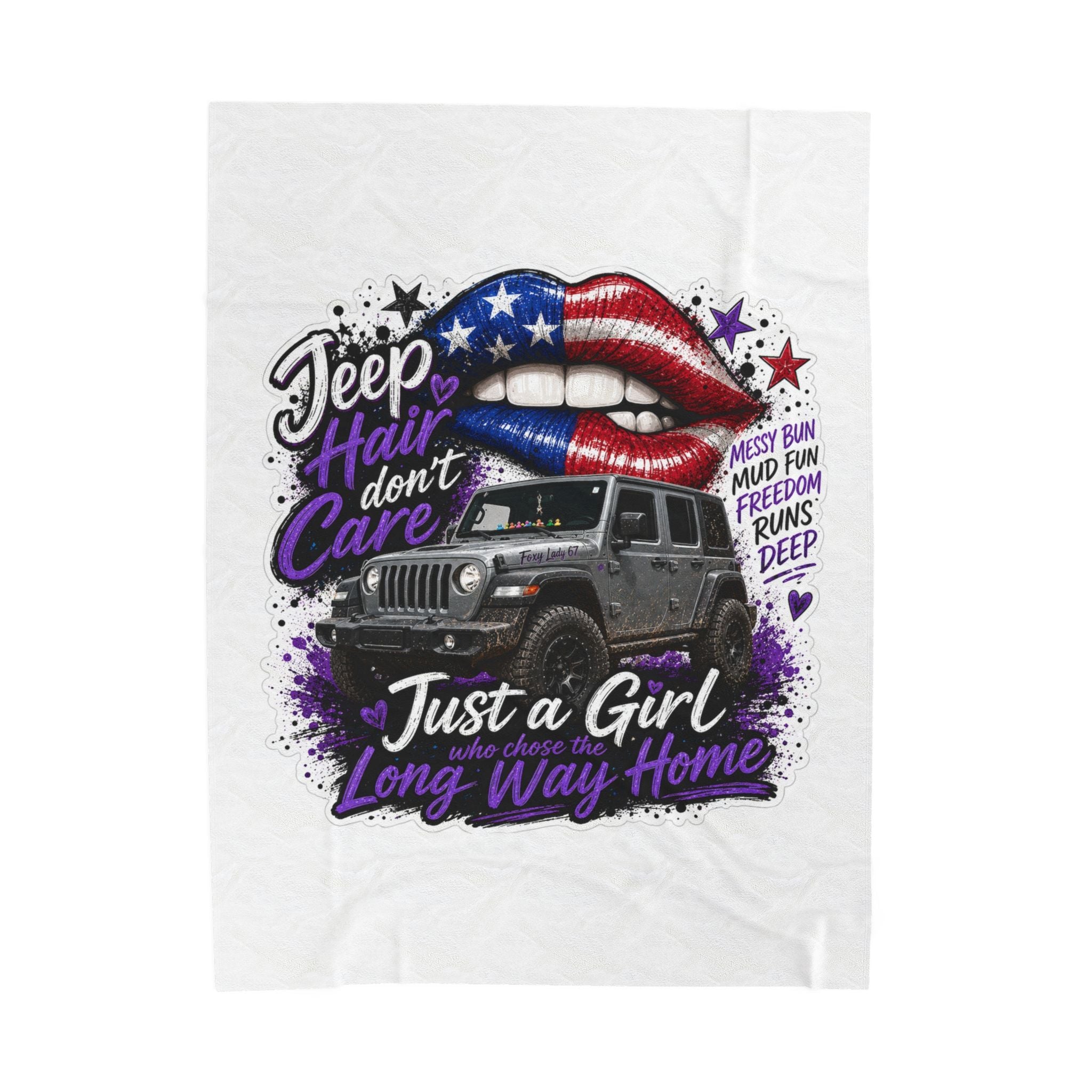 Just A Girl On A Long Way Home Jeep Velveteen Plush Blanket