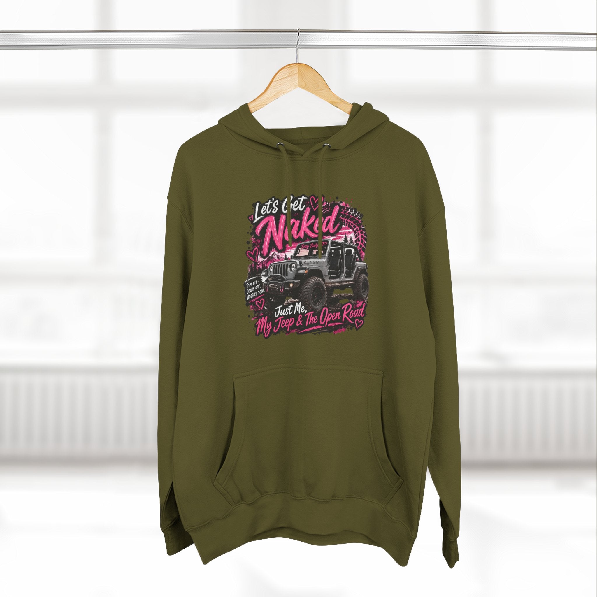 Jeep 'Let's Get Naked' Graphic Hoodie — Off-Road Adventure Pullover