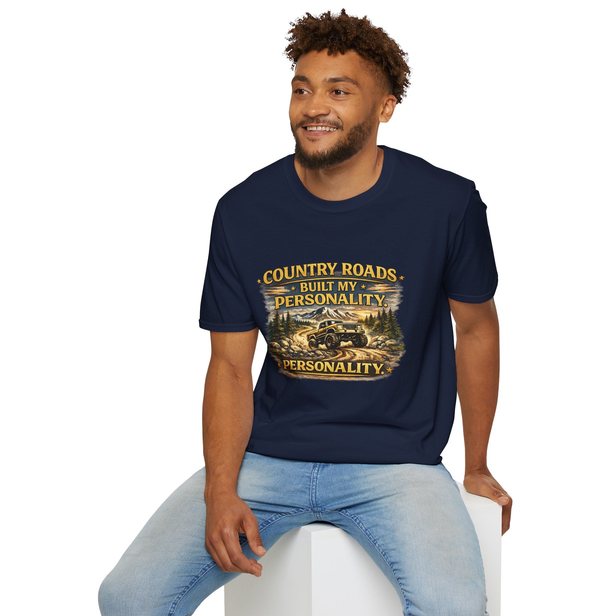 "Country Roads Built My Personality" Vintage Mountain Truck Tee — T-Shirt