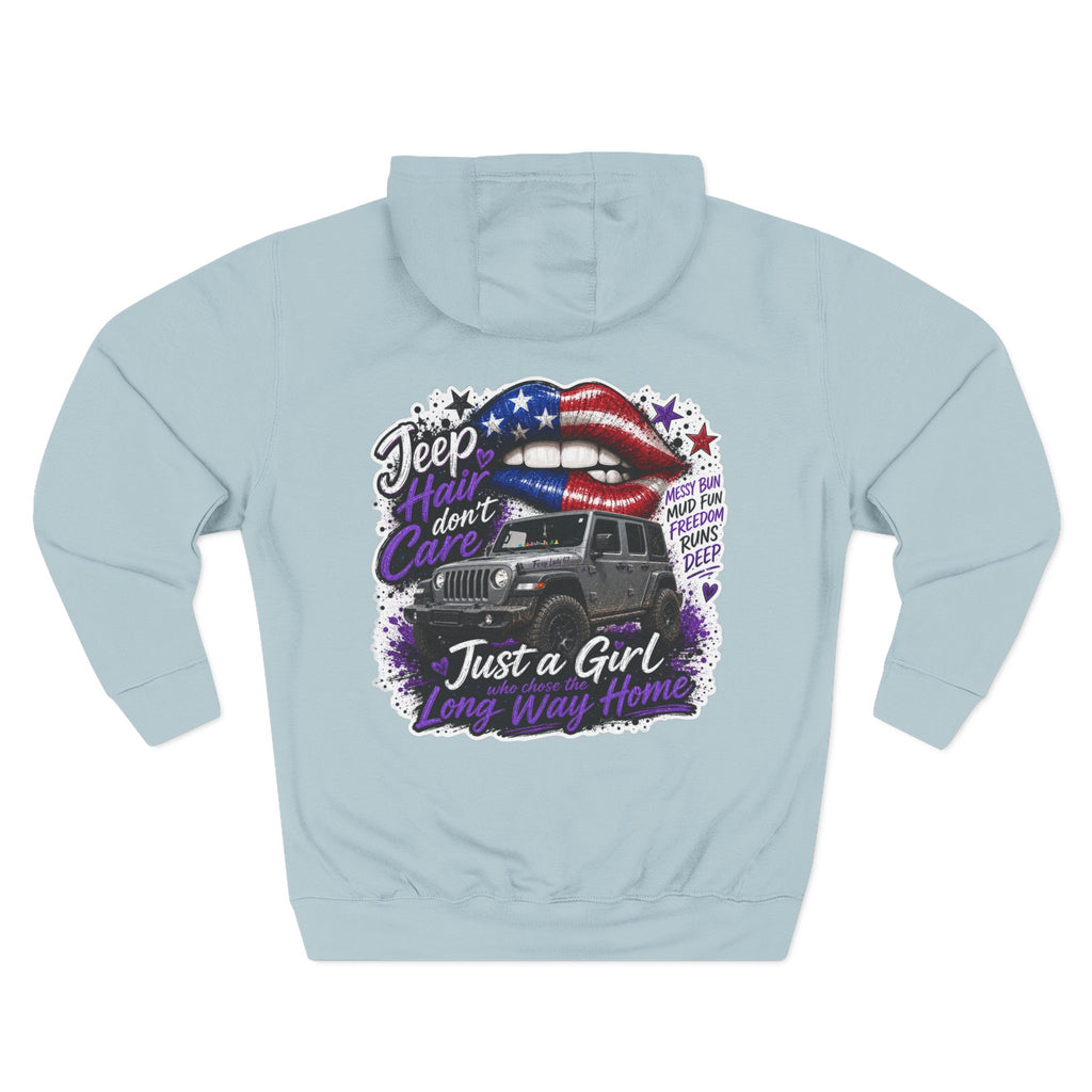 Patriotic 'Jeep Ain't Just a Girl Thing' – Graphic Fleece Pullover Jeep Driver Hoodie
