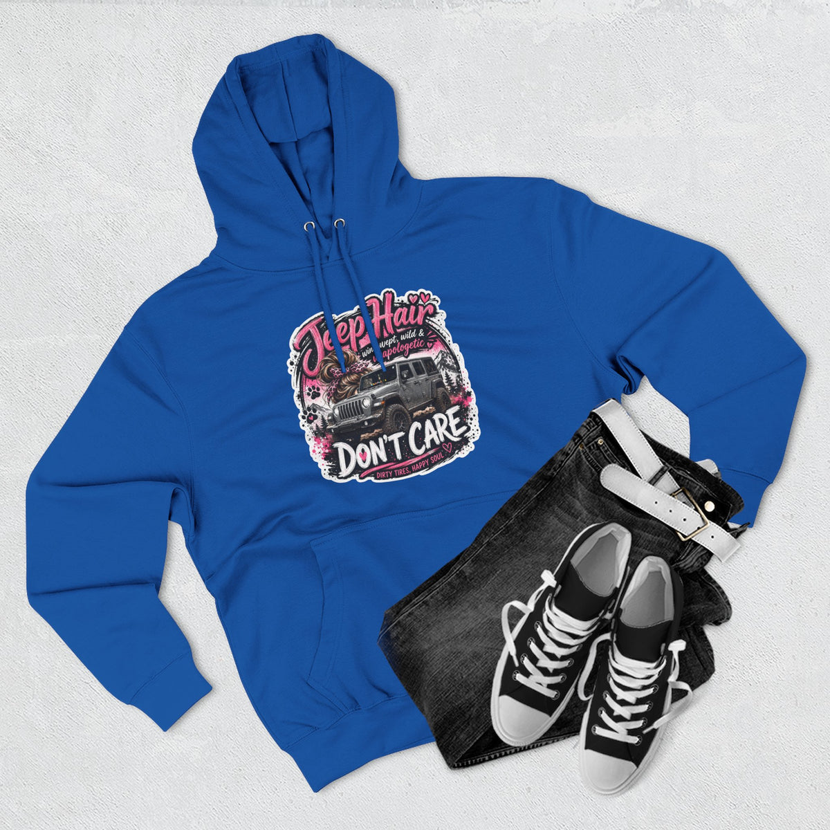 Jeep Hair Don't Care (Pink) Three-Panel Fleece Hoodie