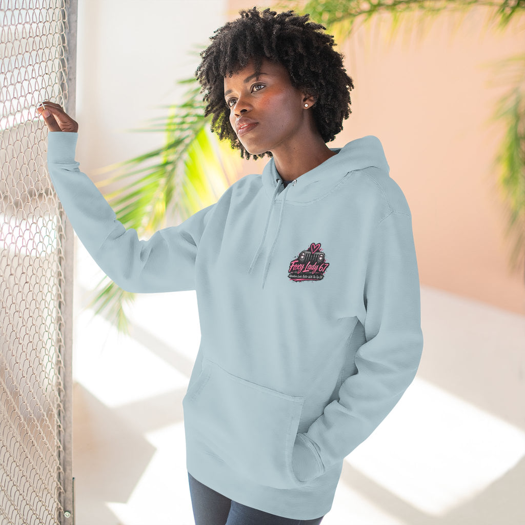Let's Get Naked Jeep (design on front and back) Three-Panel Fleece Hoodie