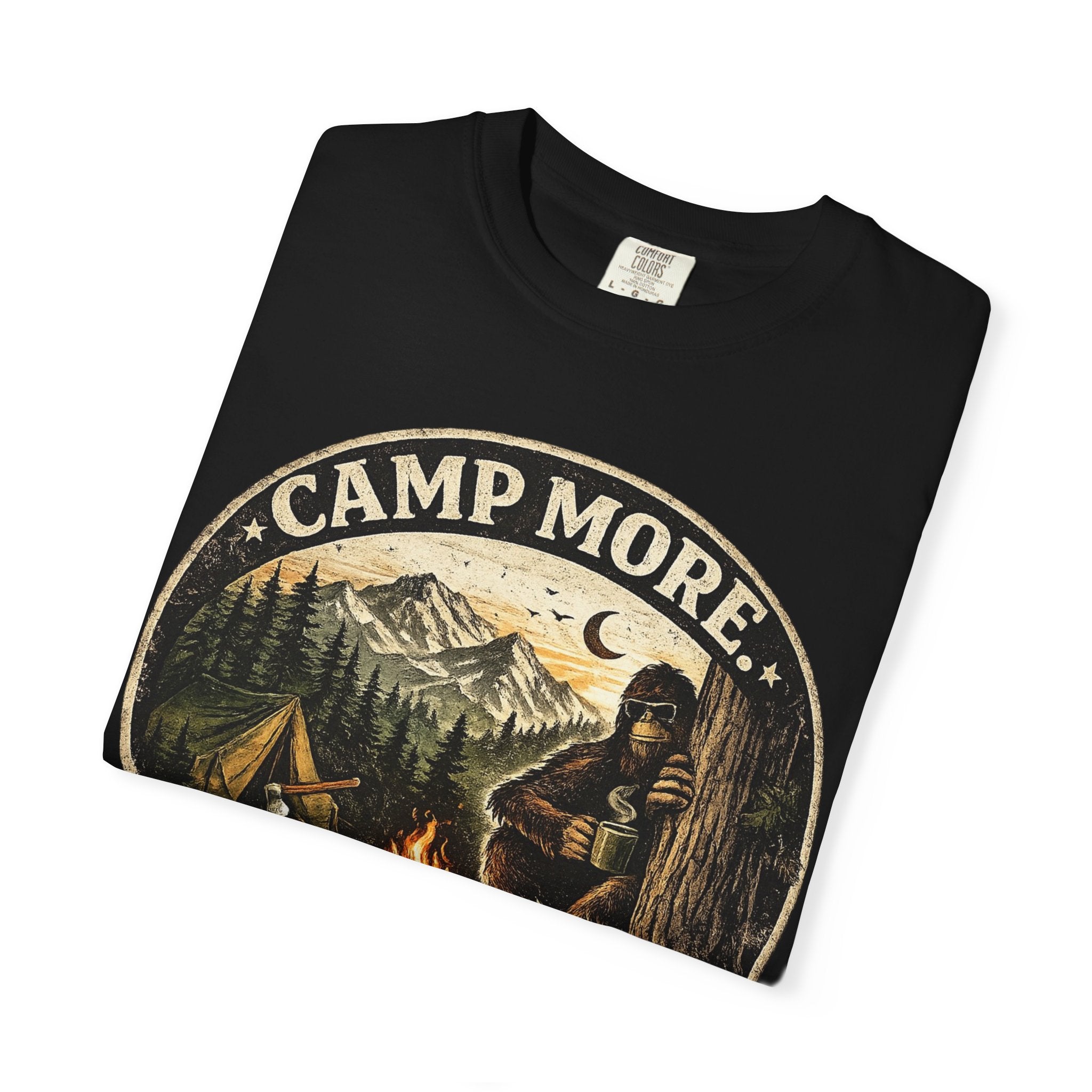 Camp More Worry Less Bigfoot T-shirt