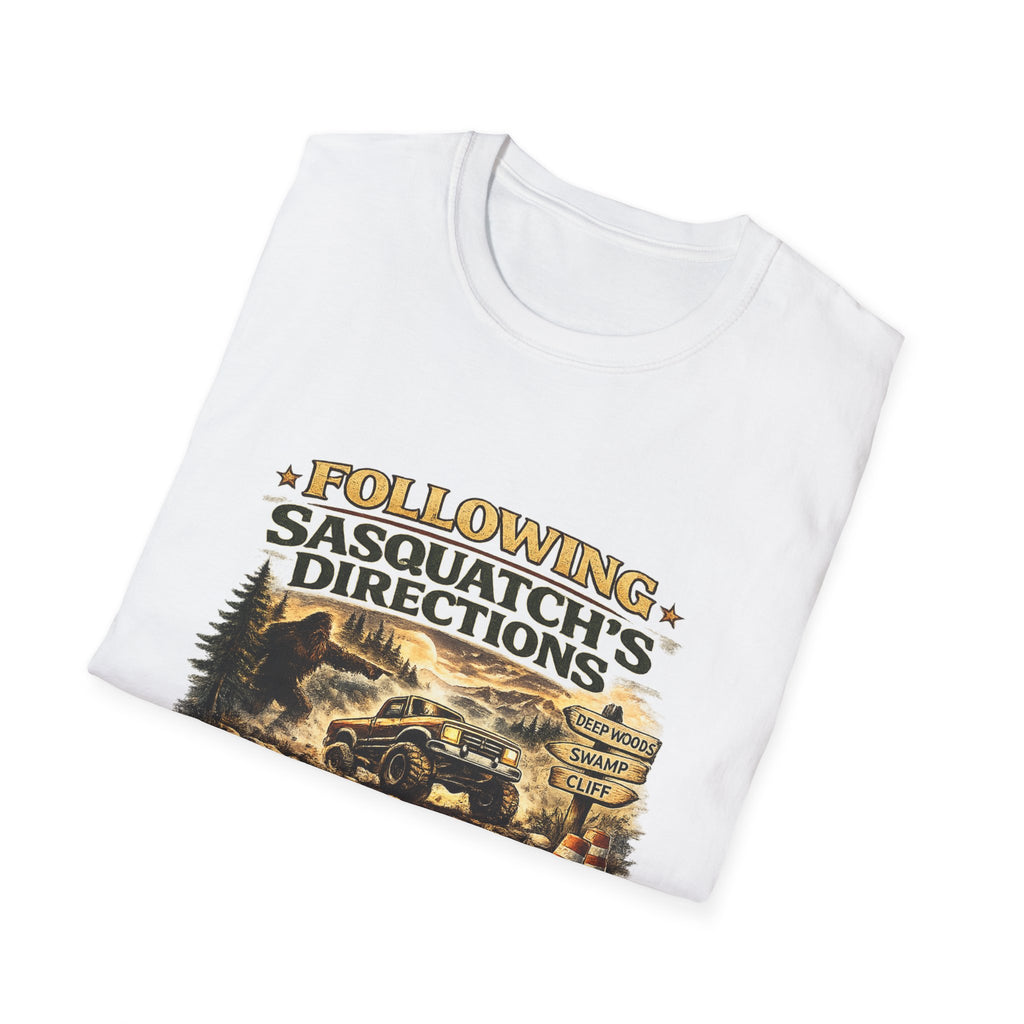Sasquatch Directions T-Shirt — "Following Sasquatch's Directions" Graphic Tee