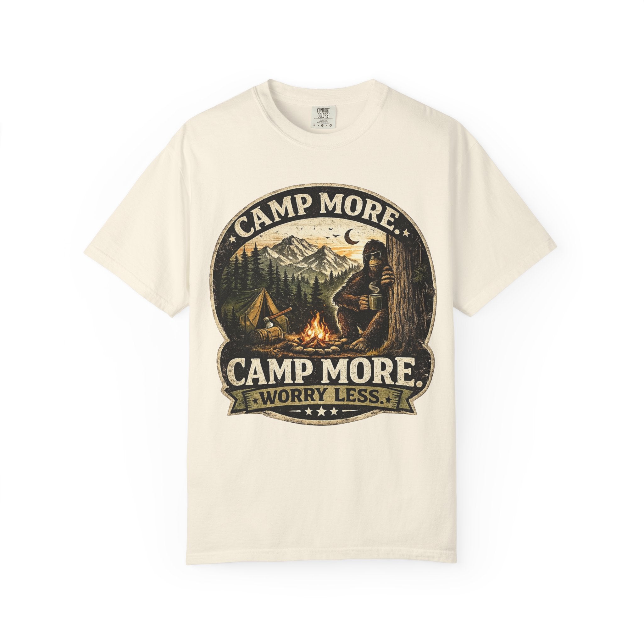 Camp More Worry Less Bigfoot T-shirt
