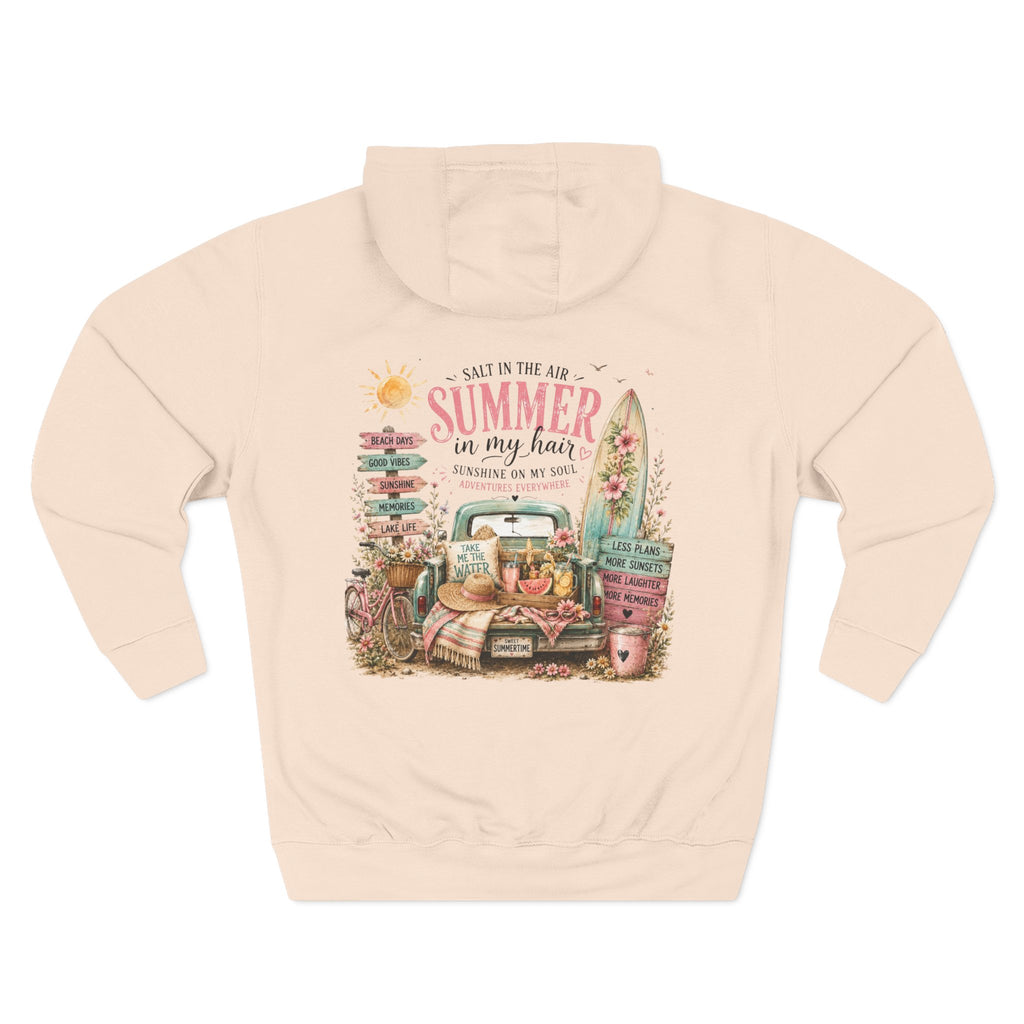 Salt in the Air Summer In my Hair - Women's Pull Over Hoodie