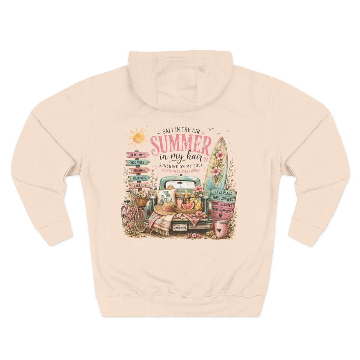 Salt in the Air Summer In my Hair - Women's Pull Over Hoodie