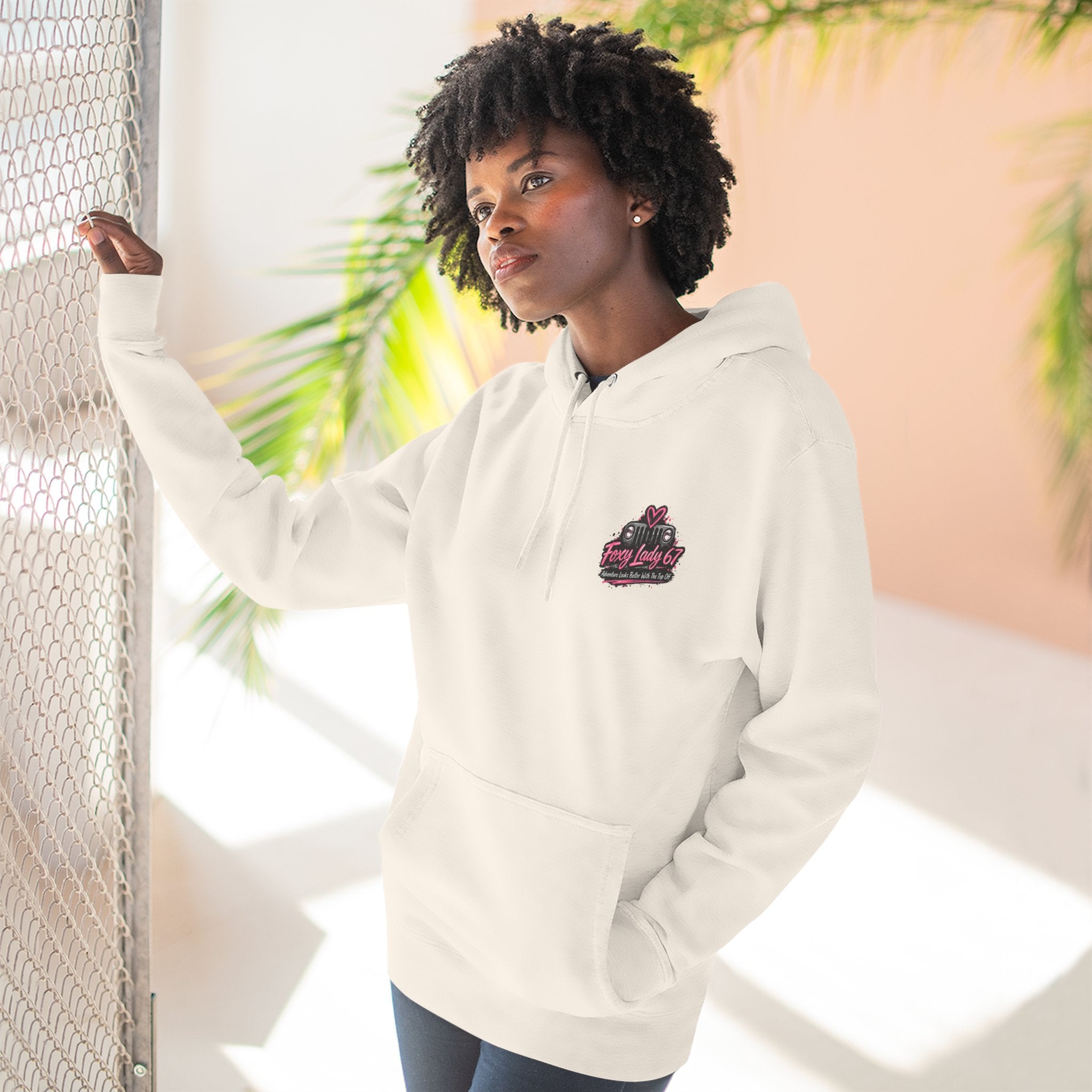 Let's Get Naked Jeep (design on front and back) Three-Panel Fleece Hoodie
