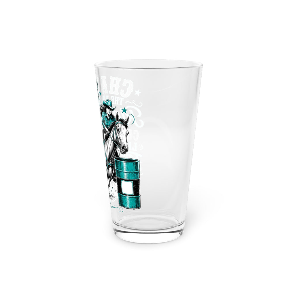 Chase the Dream Horse Teal Pint Glass, 16oz