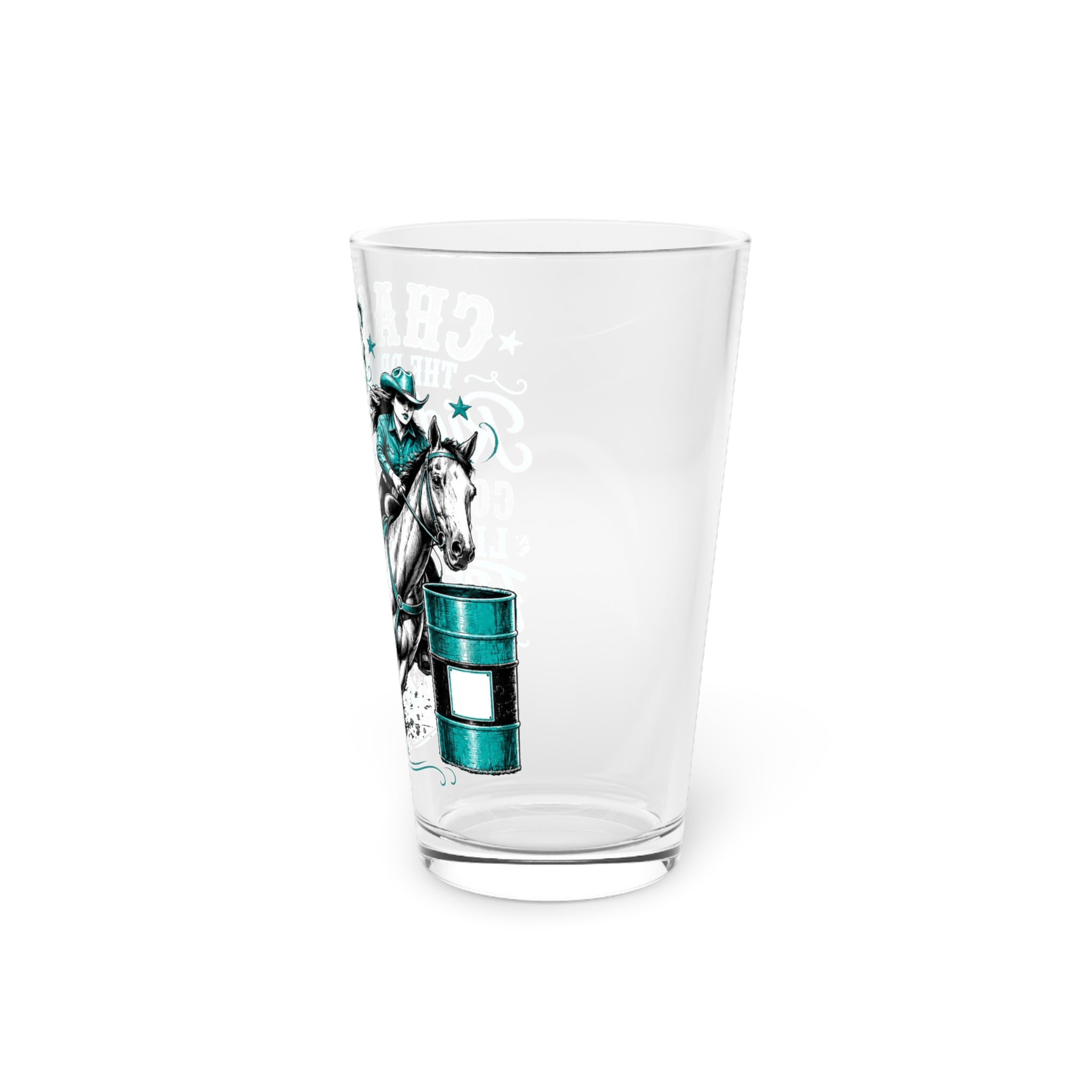 Chase the Dream Horse Teal Pint Glass, 16oz