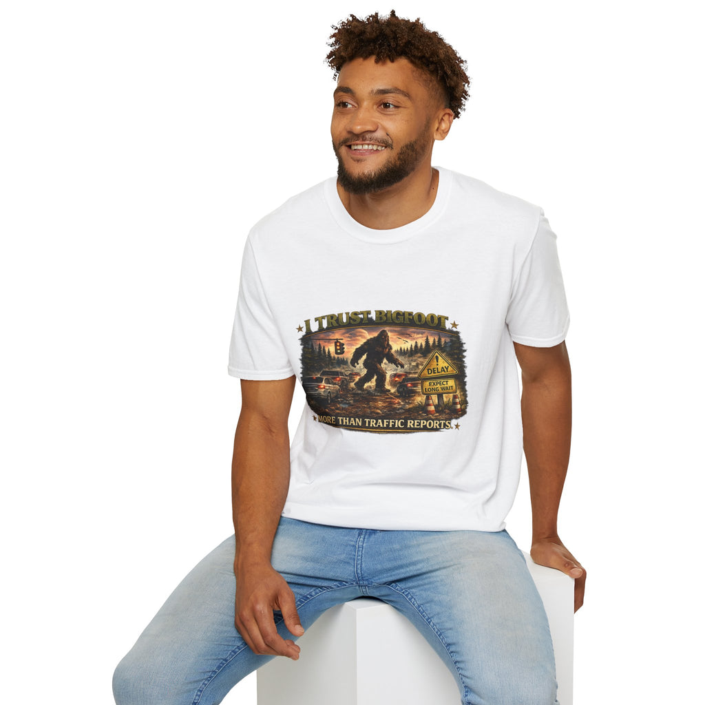 Bigfoot Graphic T-Shirt — "I Trust Bigfoot" Vintage Forest Design