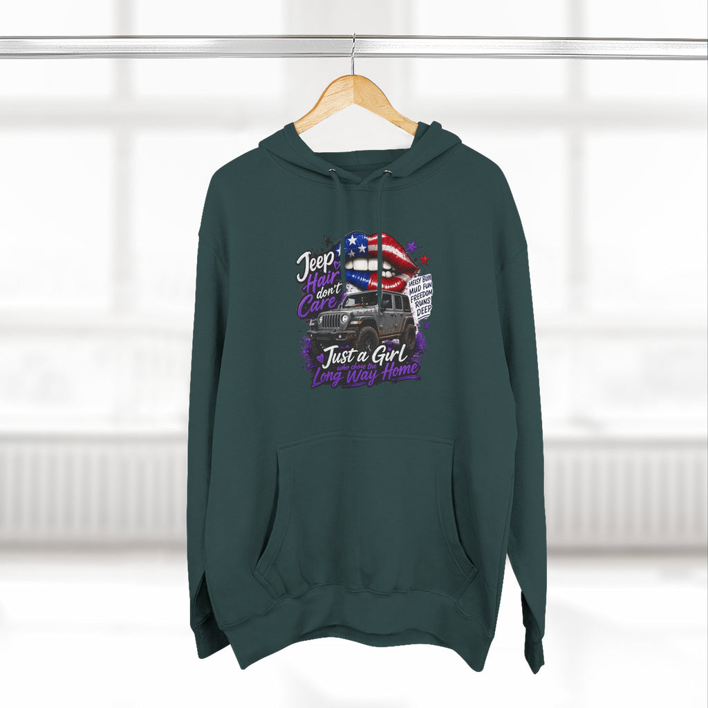 Patriotic 'Jeep Ain't Just a Girl Thing' – Graphic Fleece Pullover Jeep Driver Hoodie