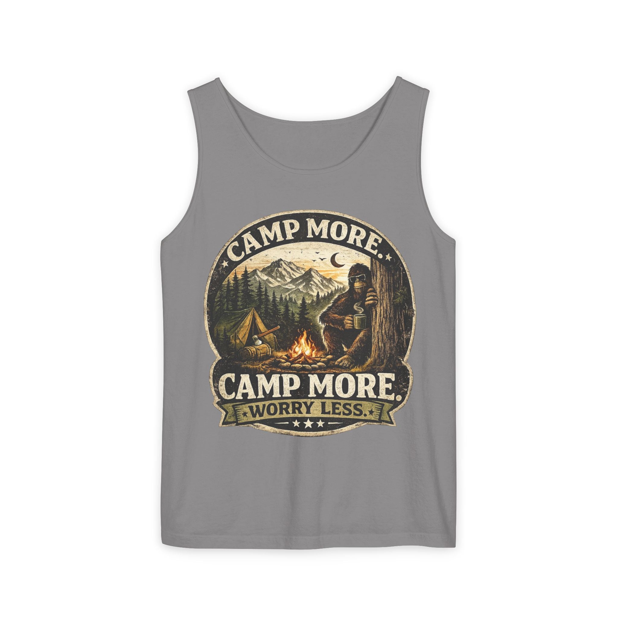 Camp More Worry Less Bigfoot Tank Top