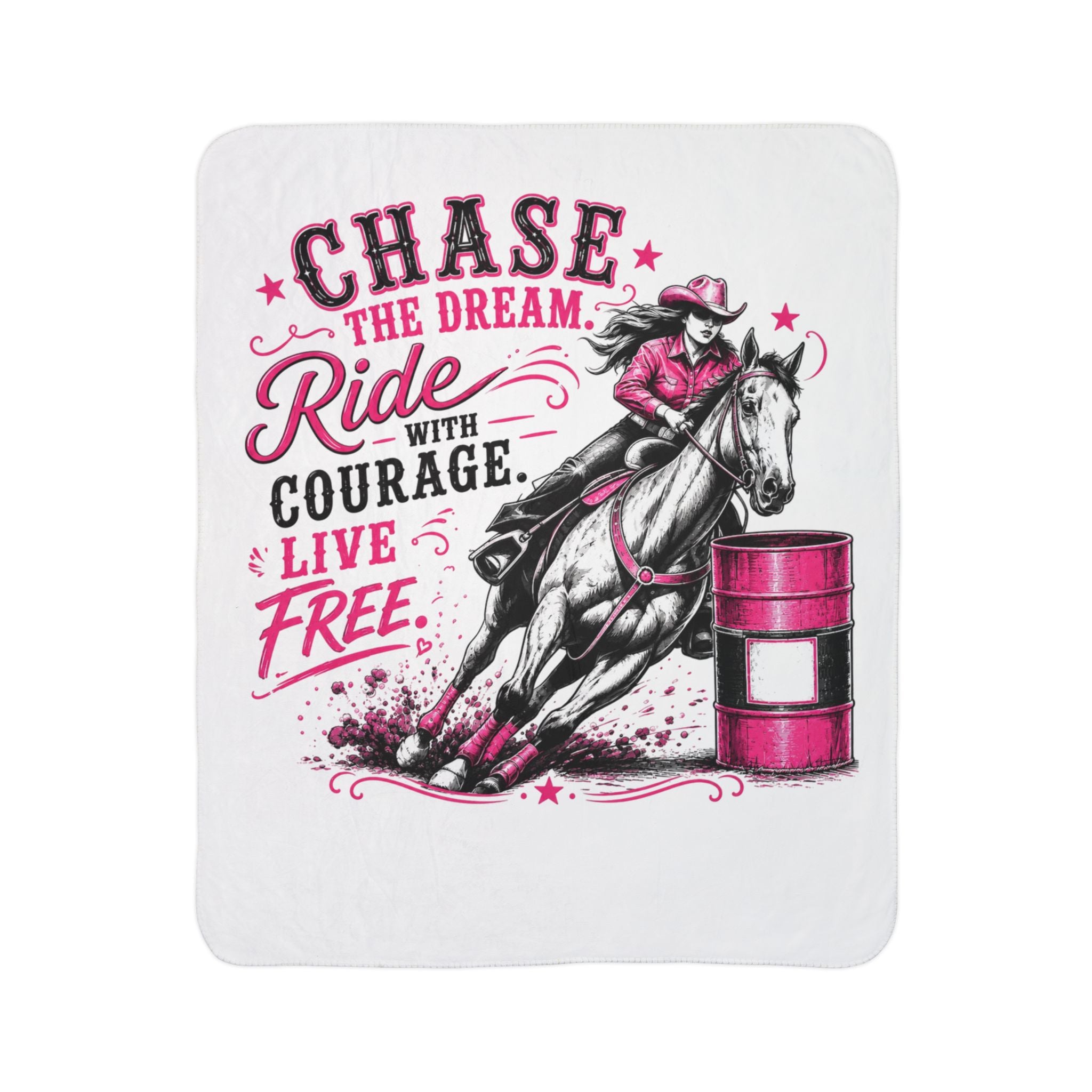 Chase Your Dream Horse Pink Fleece Sherpa Blanket