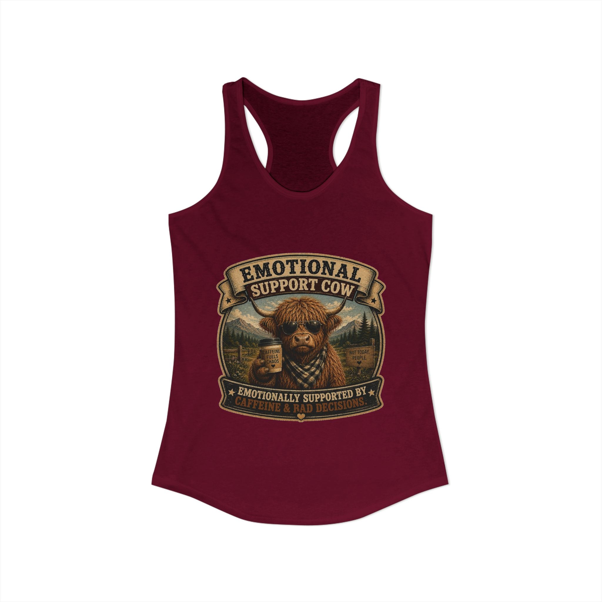 Emotional Support Cow Women's Ideal Racerback Tank