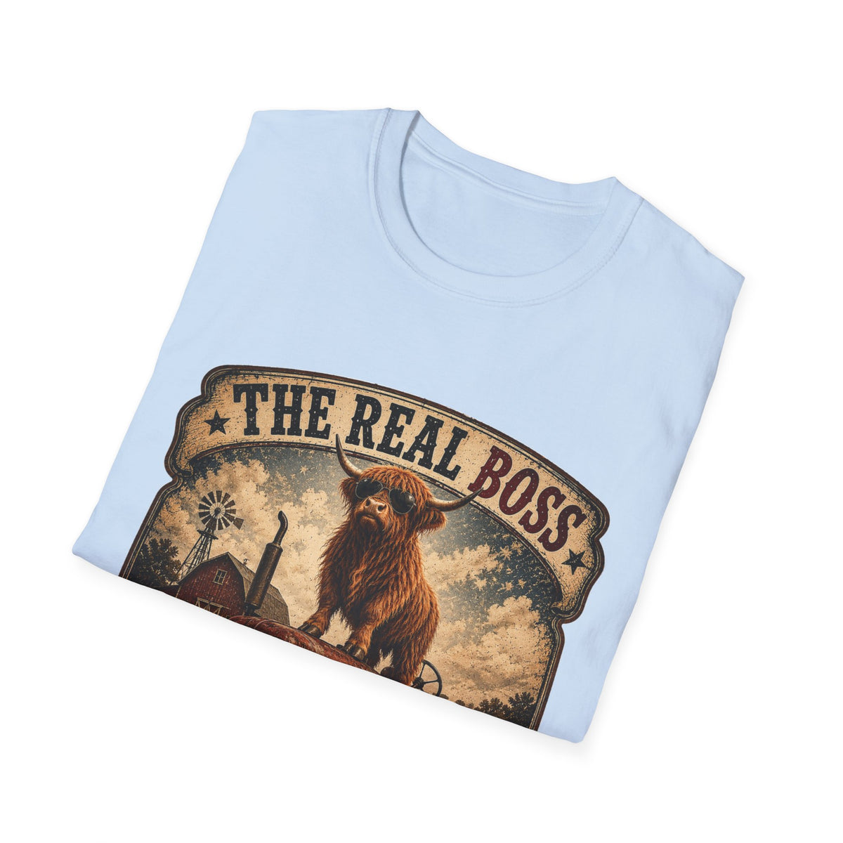 The Real Boss Highland Cow Unisex Softstyle T-Shirt