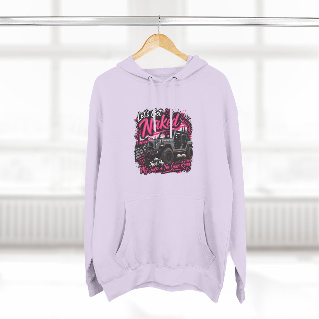 Jeep 'Let's Get Naked' Graphic Hoodie — (Pink) Off-Road Adventure Pullover