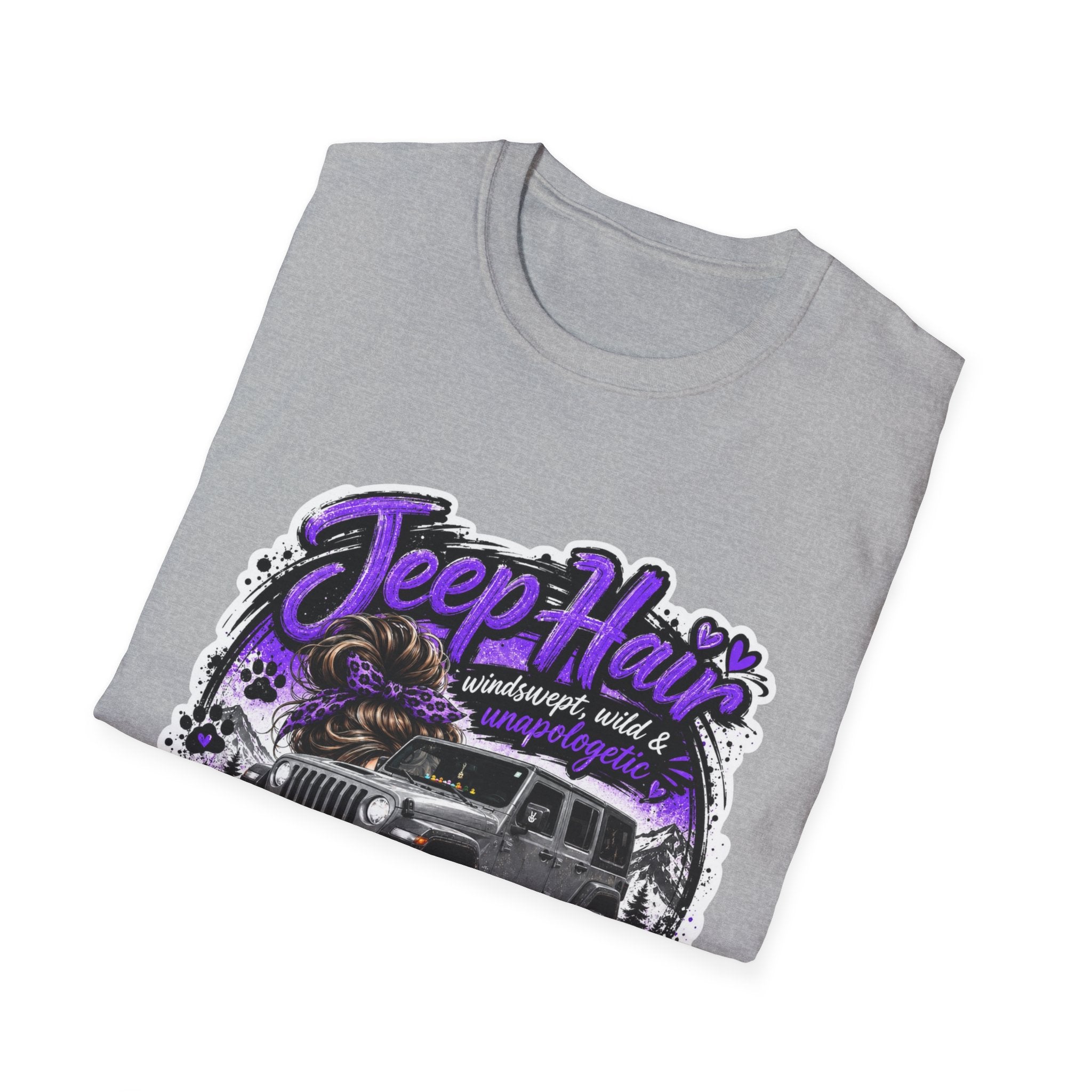 Jeep Hair Don't Care (Purple) Unisex Softstyle T-Shirt
