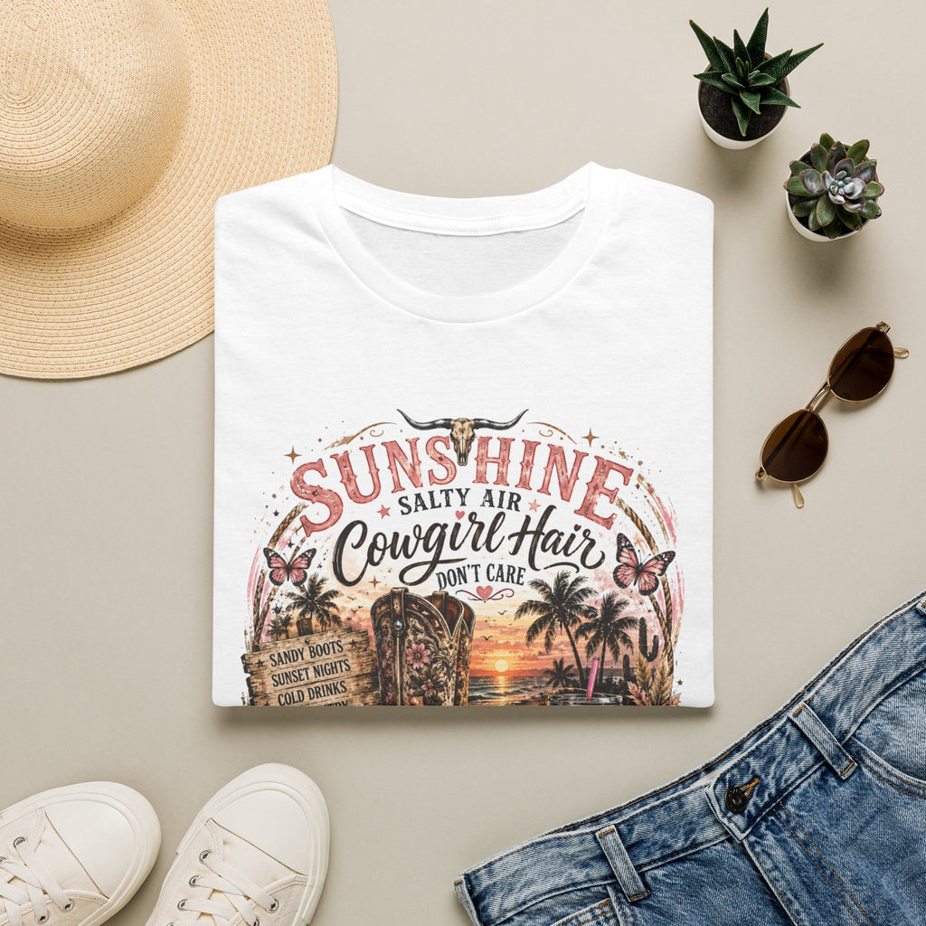 Cowgirl Hair T-Shirt — Sunshine, Salty Air Sunset Graphic Tee