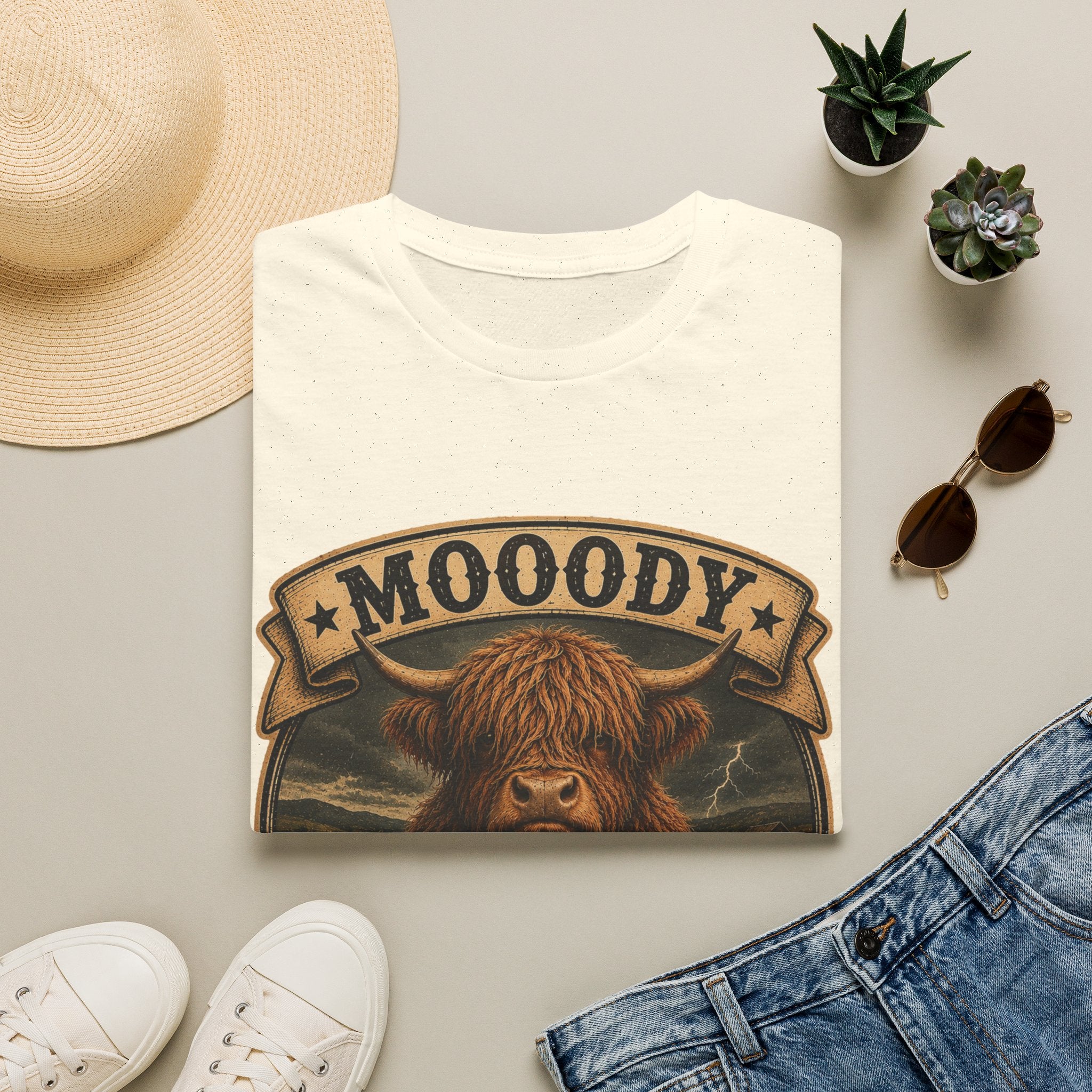 Moody Today's Forecast Highland Cow Unisex Softstyle T-Shirt